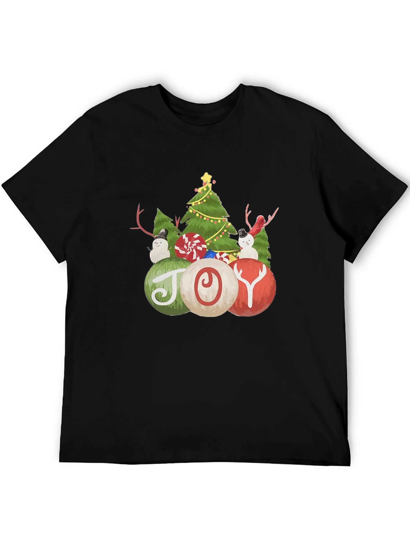 Christmas Joy T-Shirt with Tree and Snowman