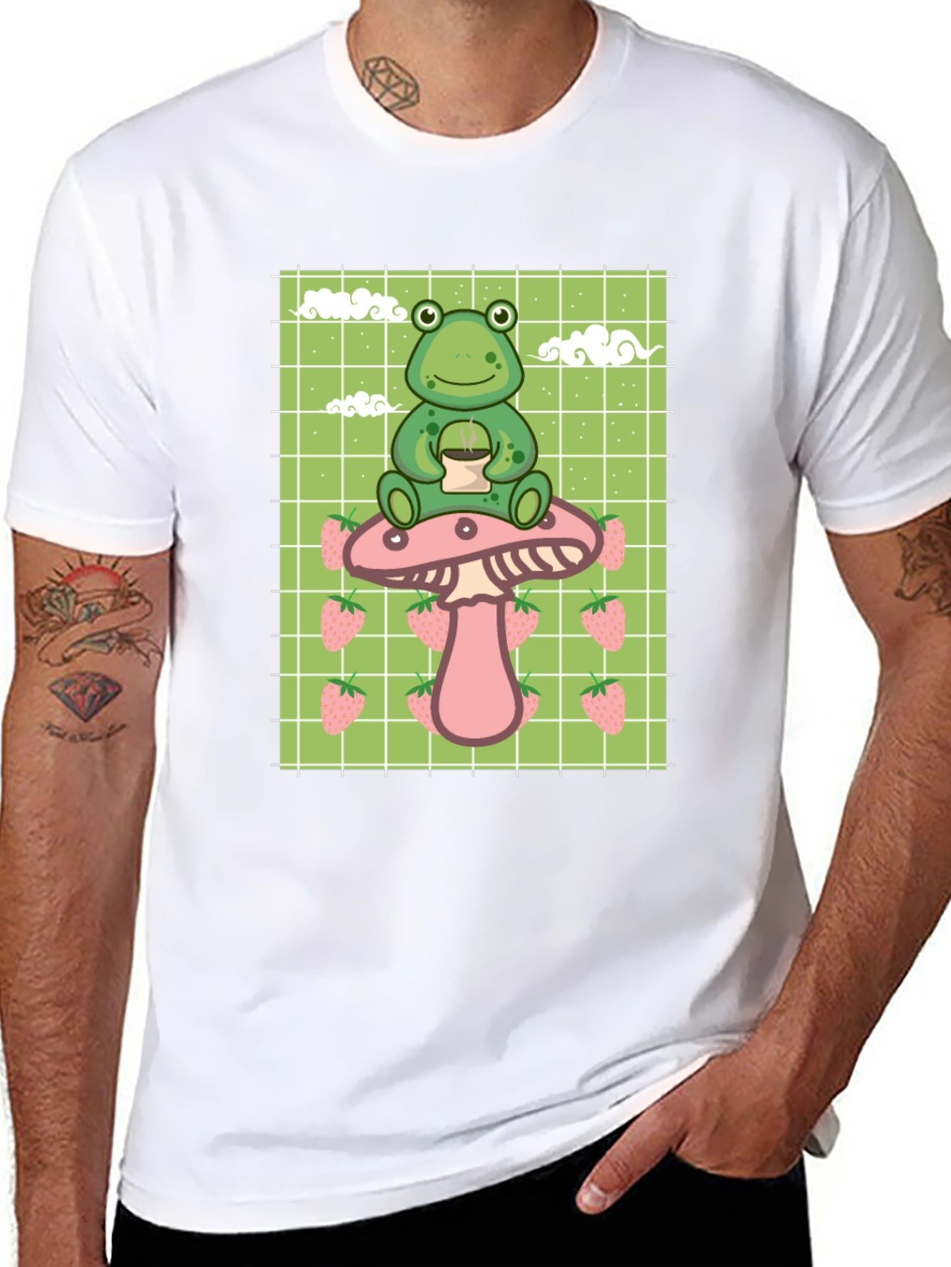 Frog on Mushroom T-Shirt - Kawaii Aesthetic
