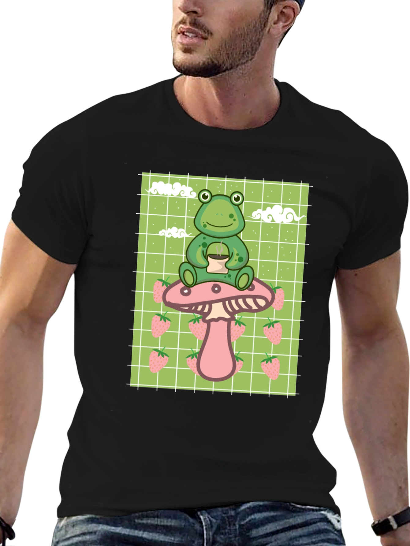 Frog on Mushroom T-Shirt - Kawaii Aesthetic