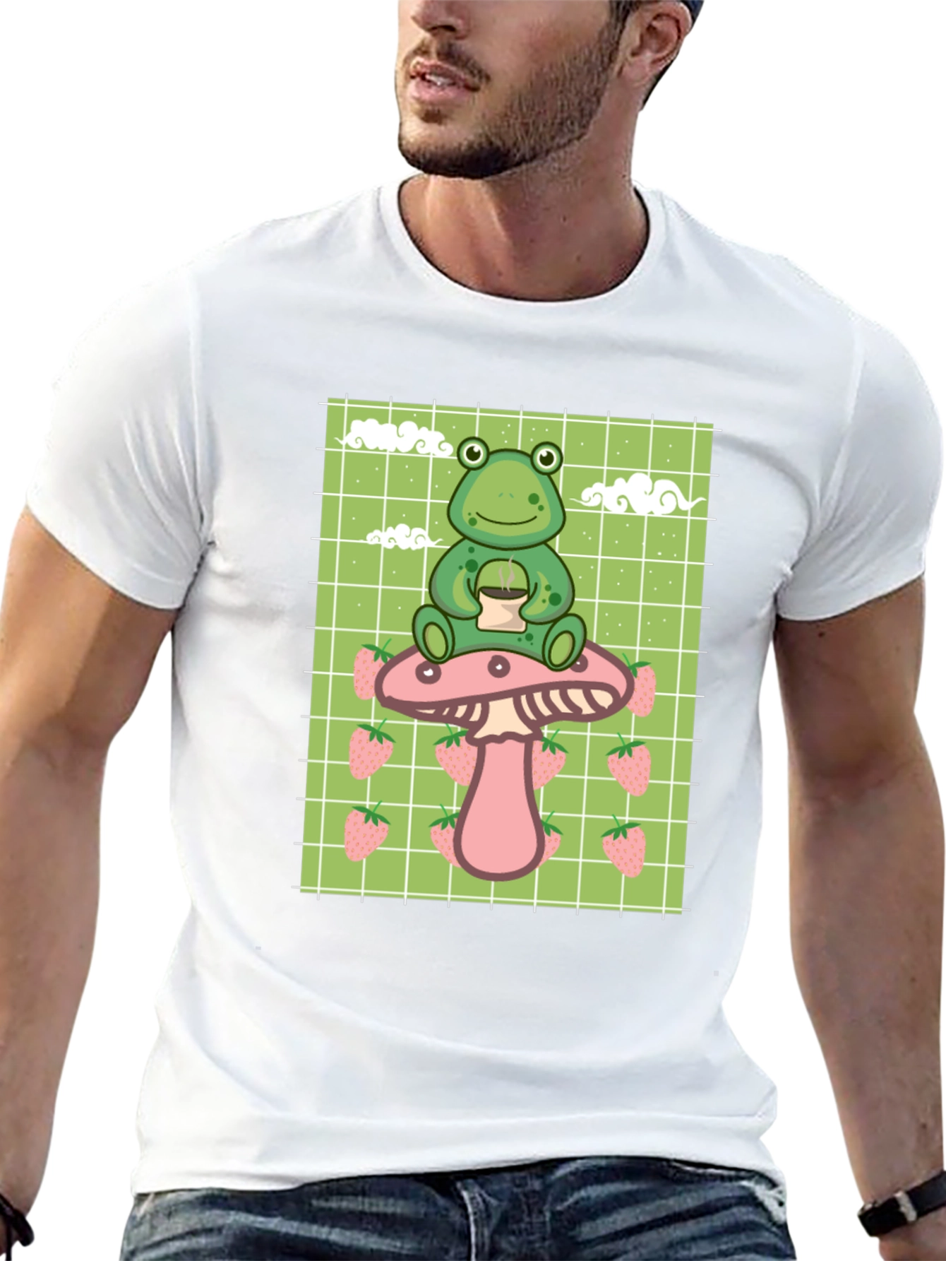 Frog on Mushroom T-Shirt - Kawaii Aesthetic