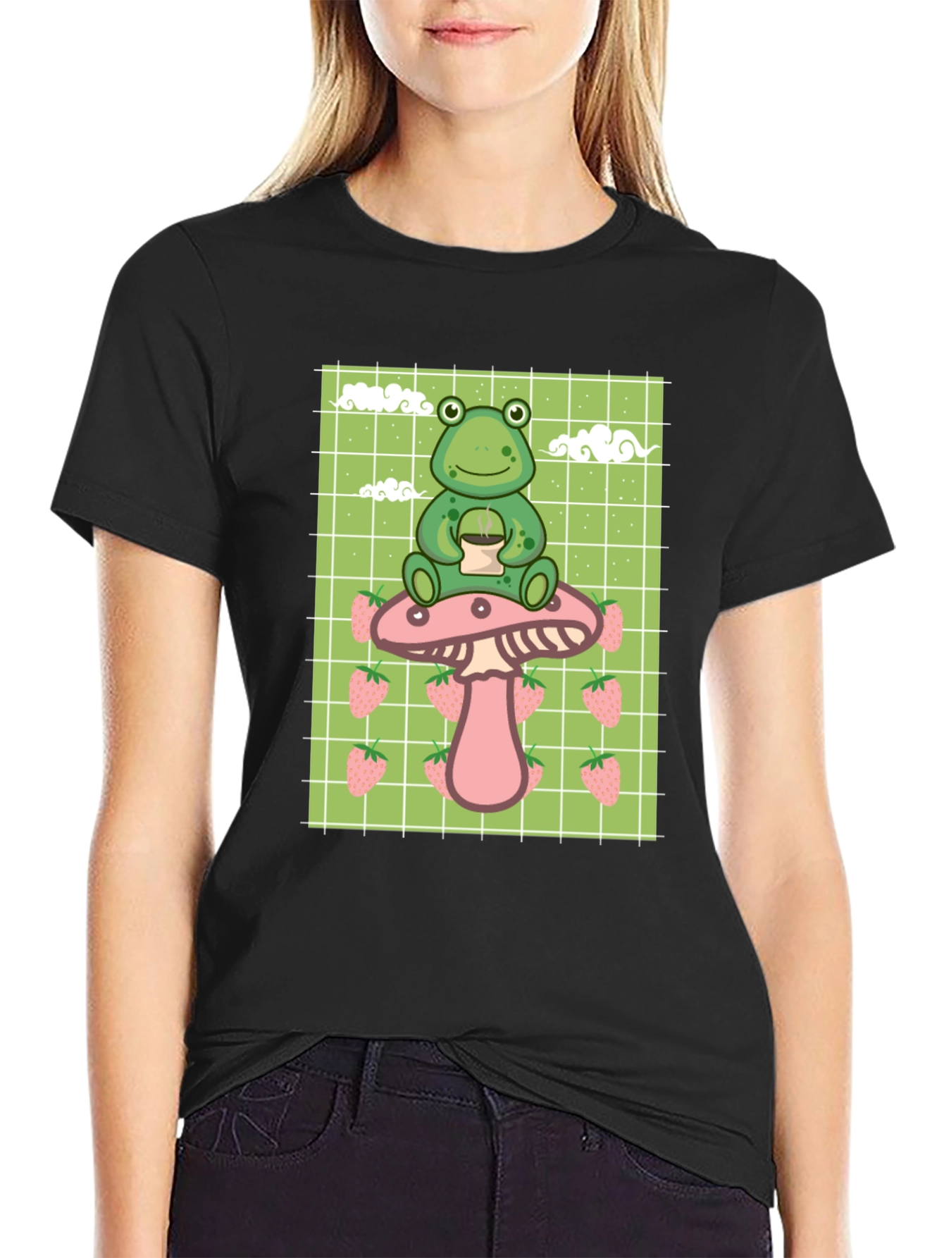 Frog on Mushroom T-Shirt - Kawaii Aesthetic