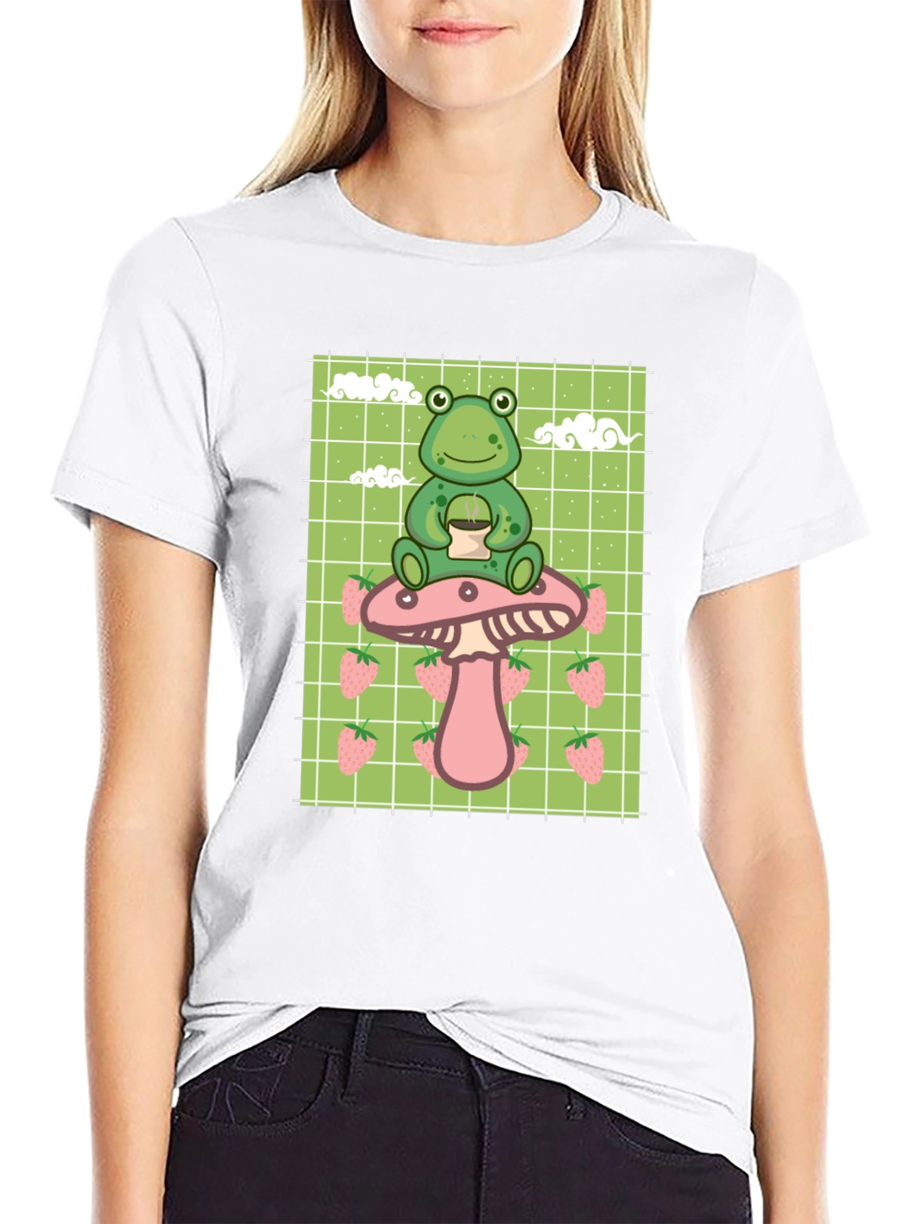 Frog on Mushroom T-Shirt - Kawaii Aesthetic