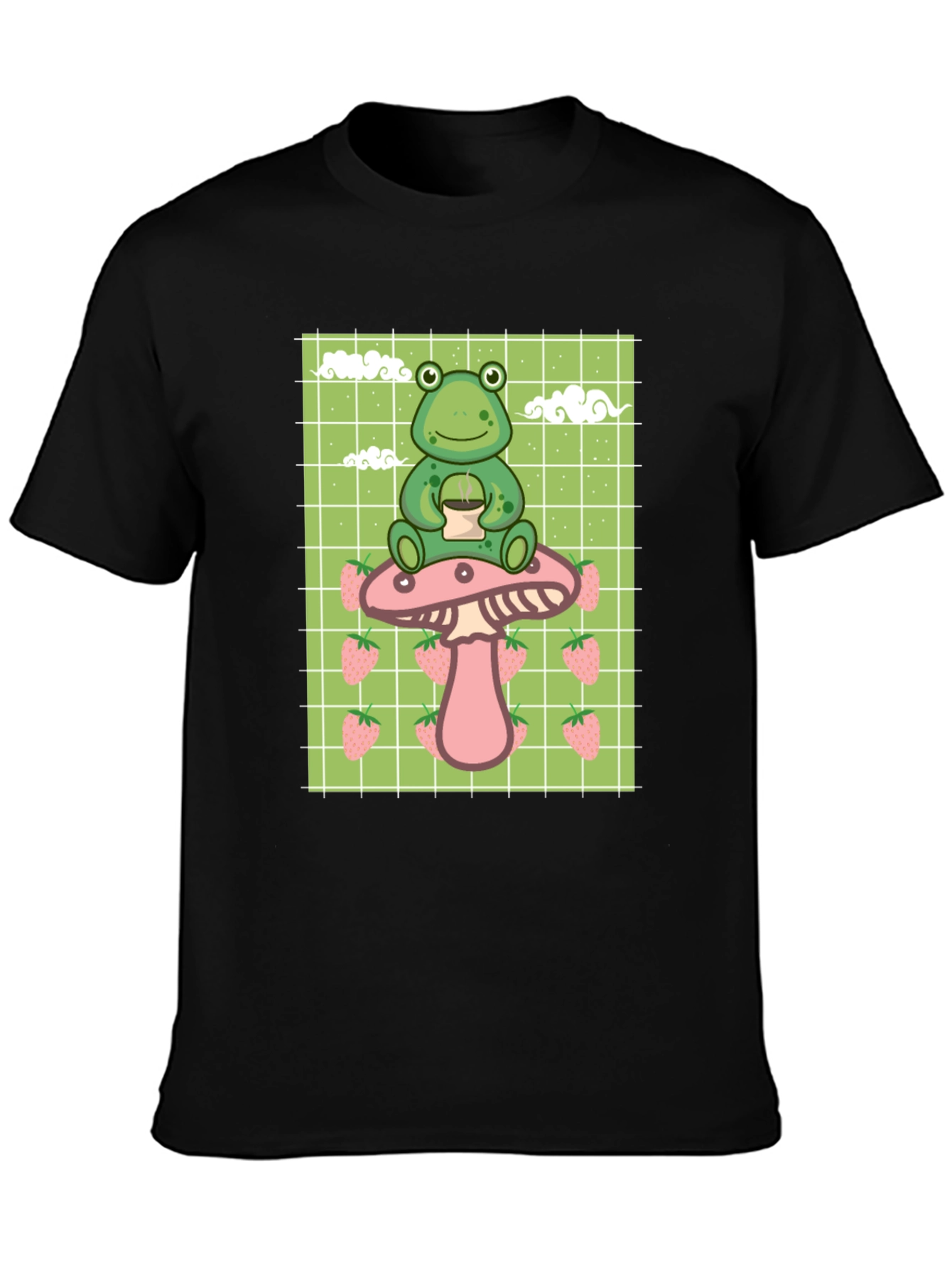 Frog on Mushroom T-Shirt - Kawaii Aesthetic