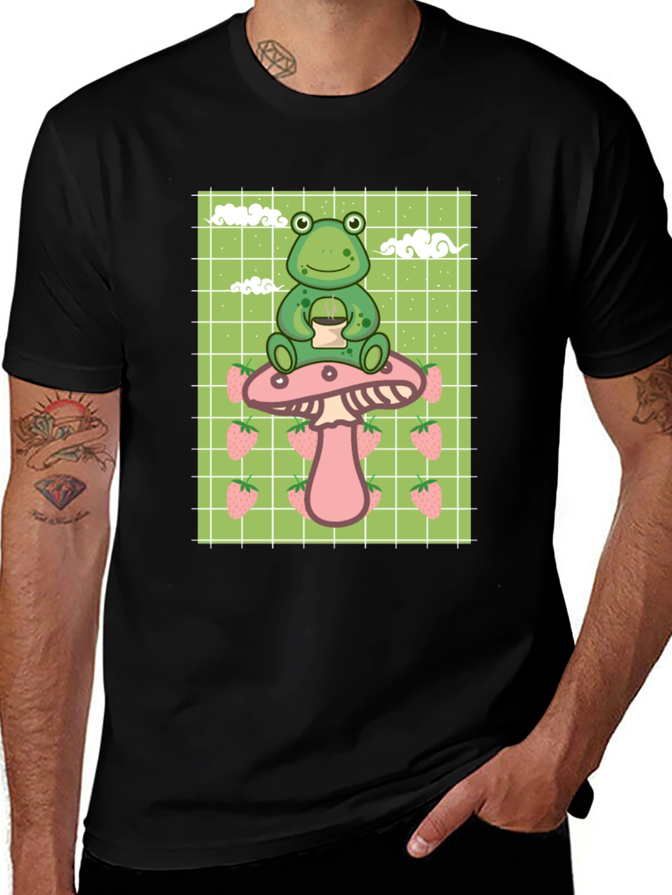 Frog on Mushroom T-Shirt - Kawaii Aesthetic
