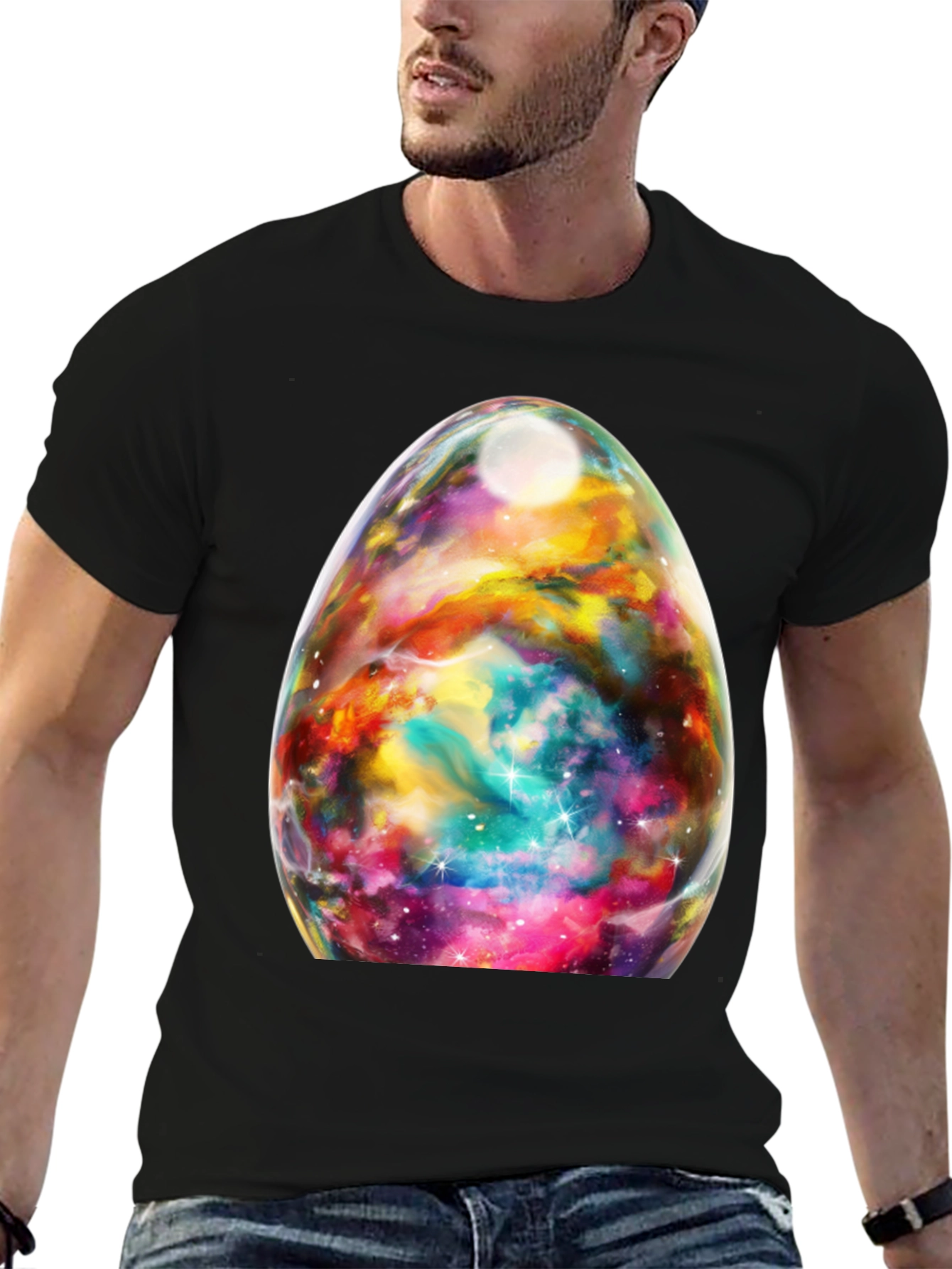 Nebula Egg Graphic Tee - Black Crewneck