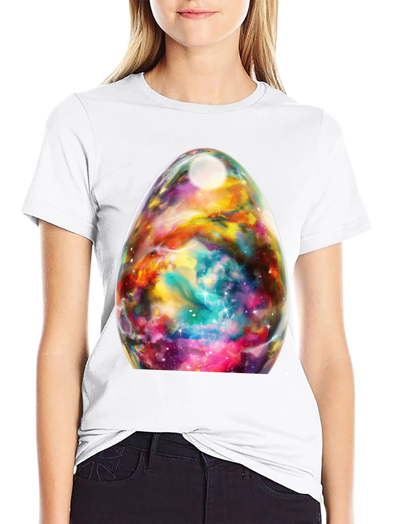 Nebula Egg Graphic Tee - Black Crewneck