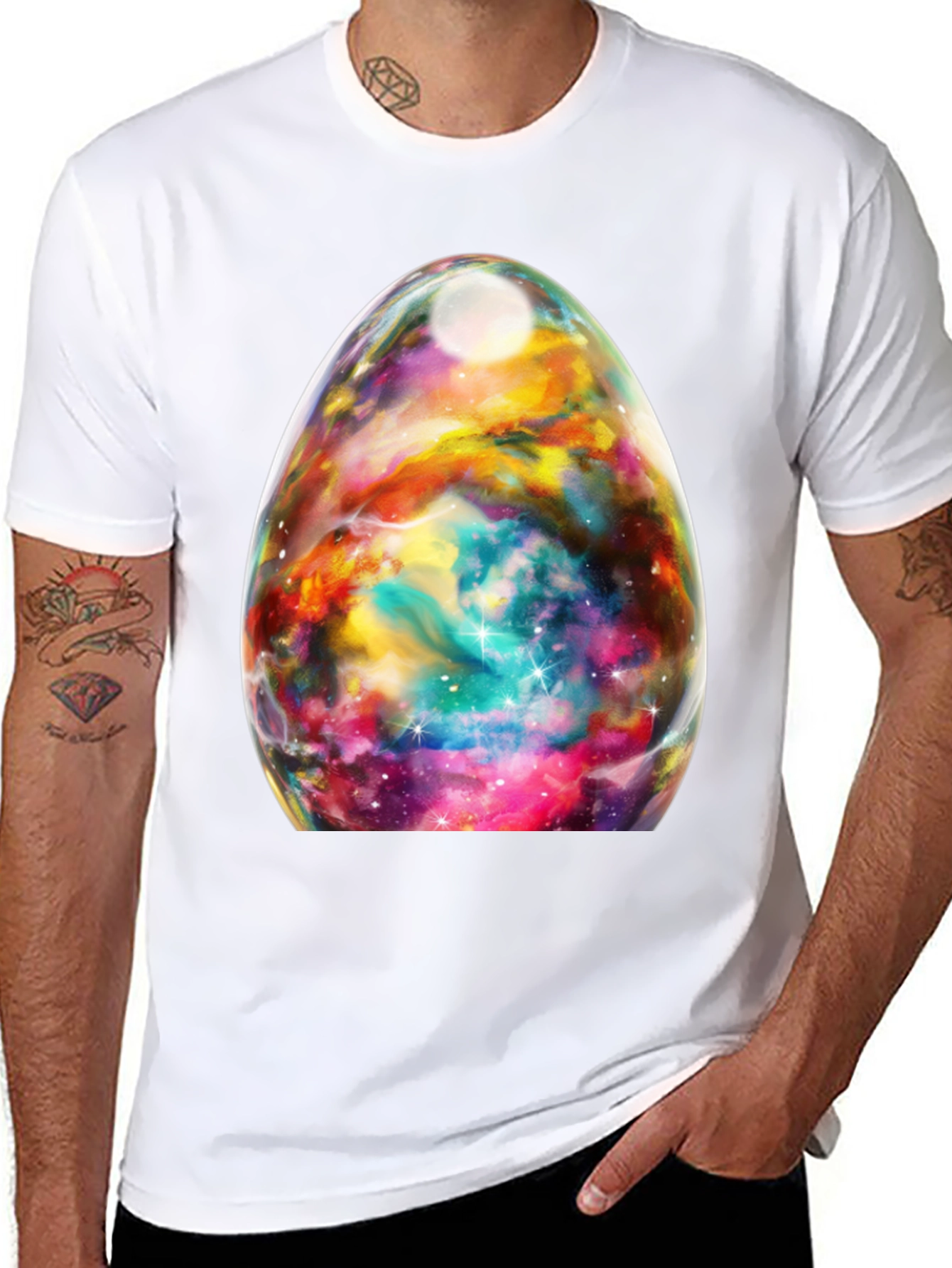 Nebula Egg Graphic Tee - Black Crewneck