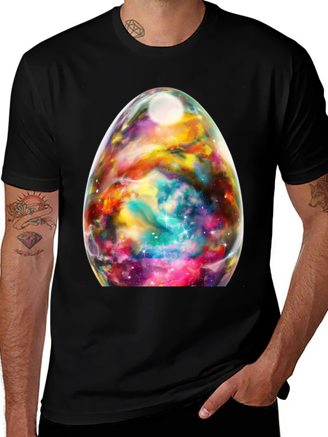Nebula Egg Graphic Tee - Black Crewneck