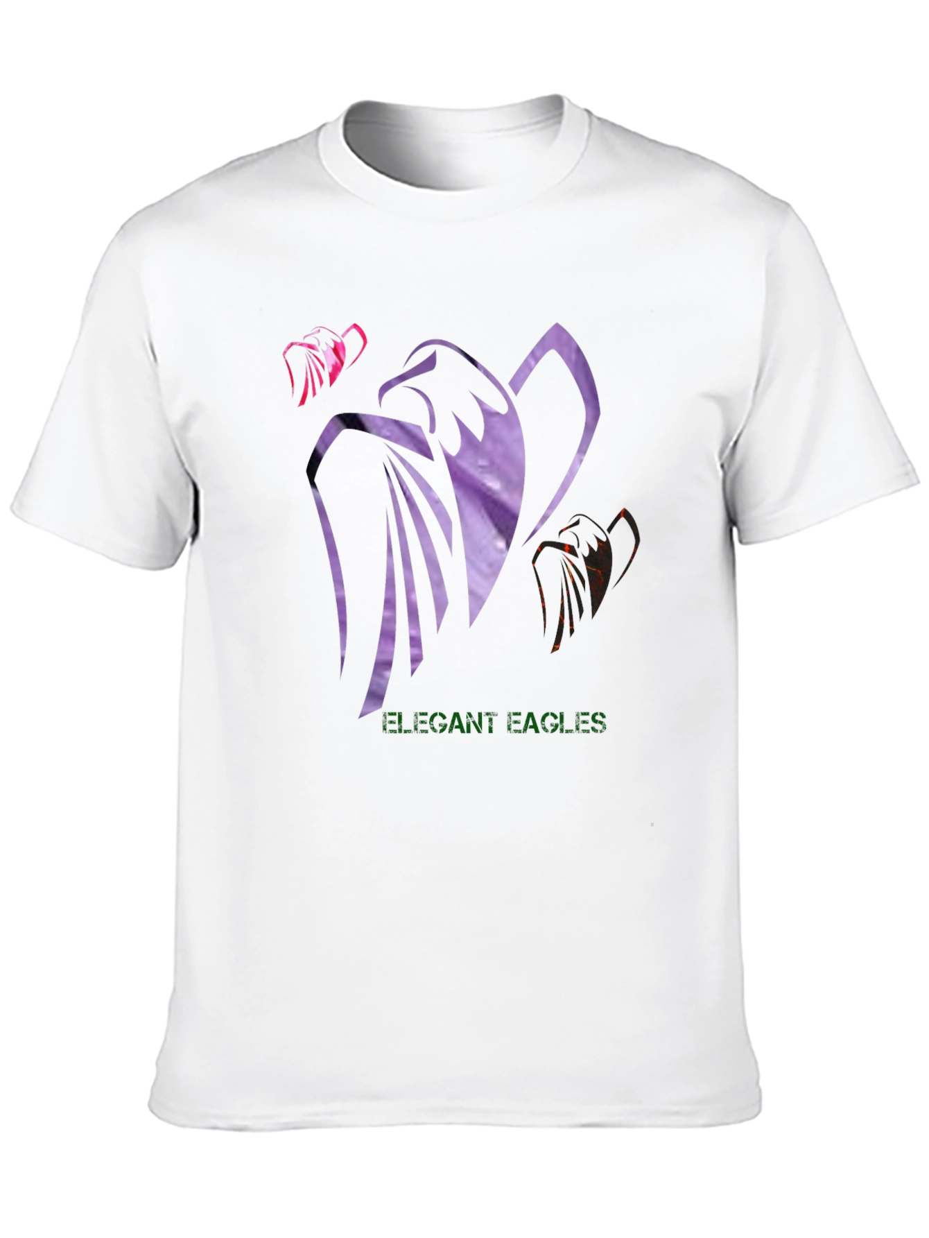 Elegant Eagles Graphic Tee - Black Cotton Blend Shirt
