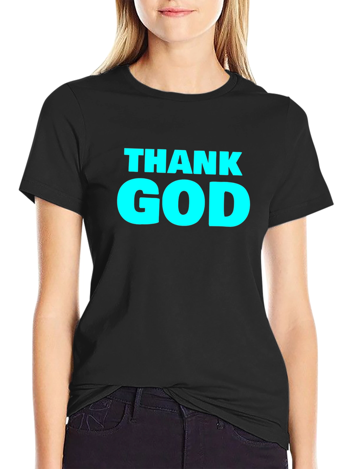 Thank God Graphic Tee - Black Cotton T-Shirt