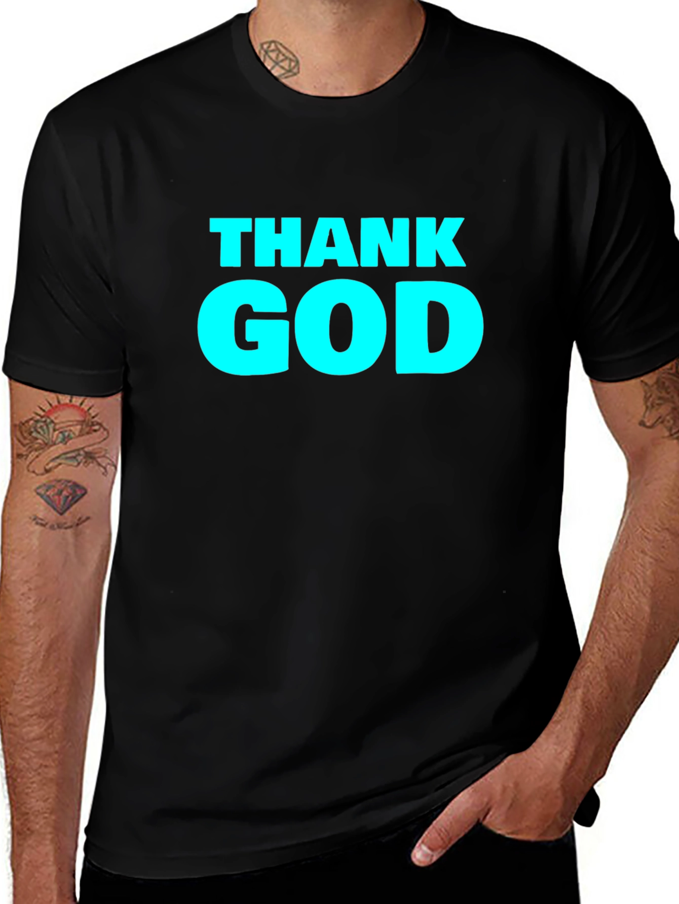 Thank God Graphic Tee - Black Cotton T-Shirt