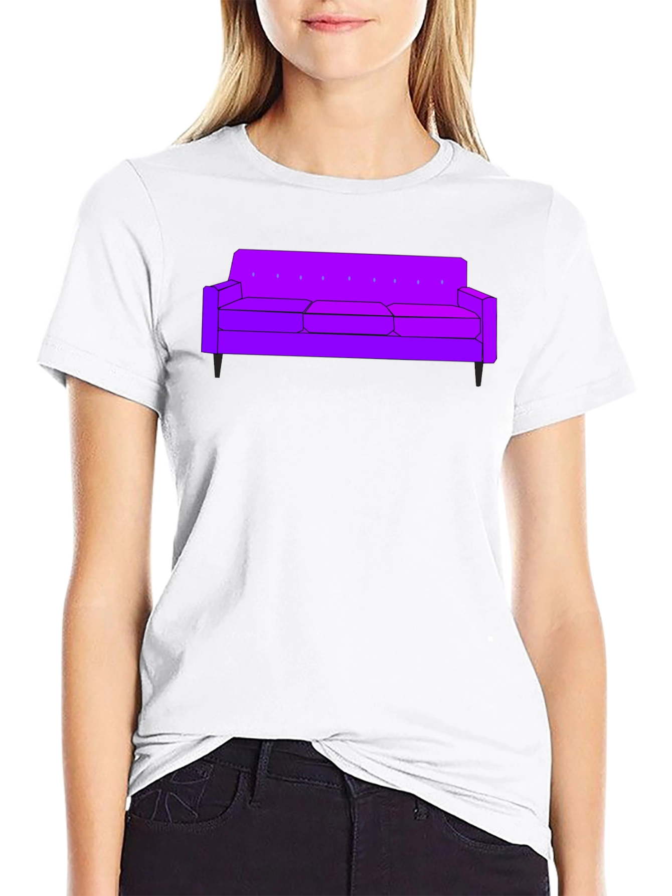 Purple Couch Graphic Tee - Modern Comfort