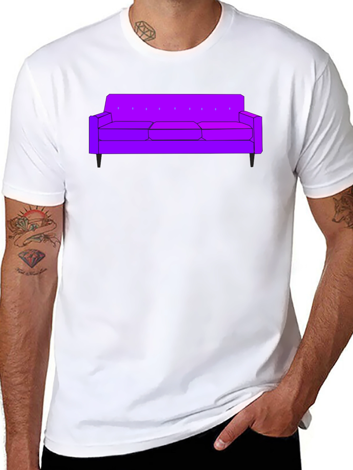 Purple Couch Graphic Tee - Modern Comfort