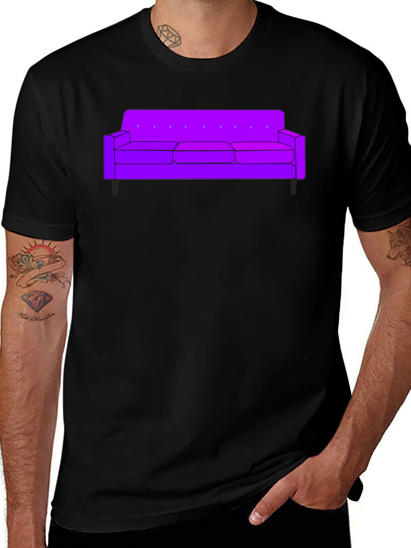 Purple Couch Graphic Tee - Modern Comfort