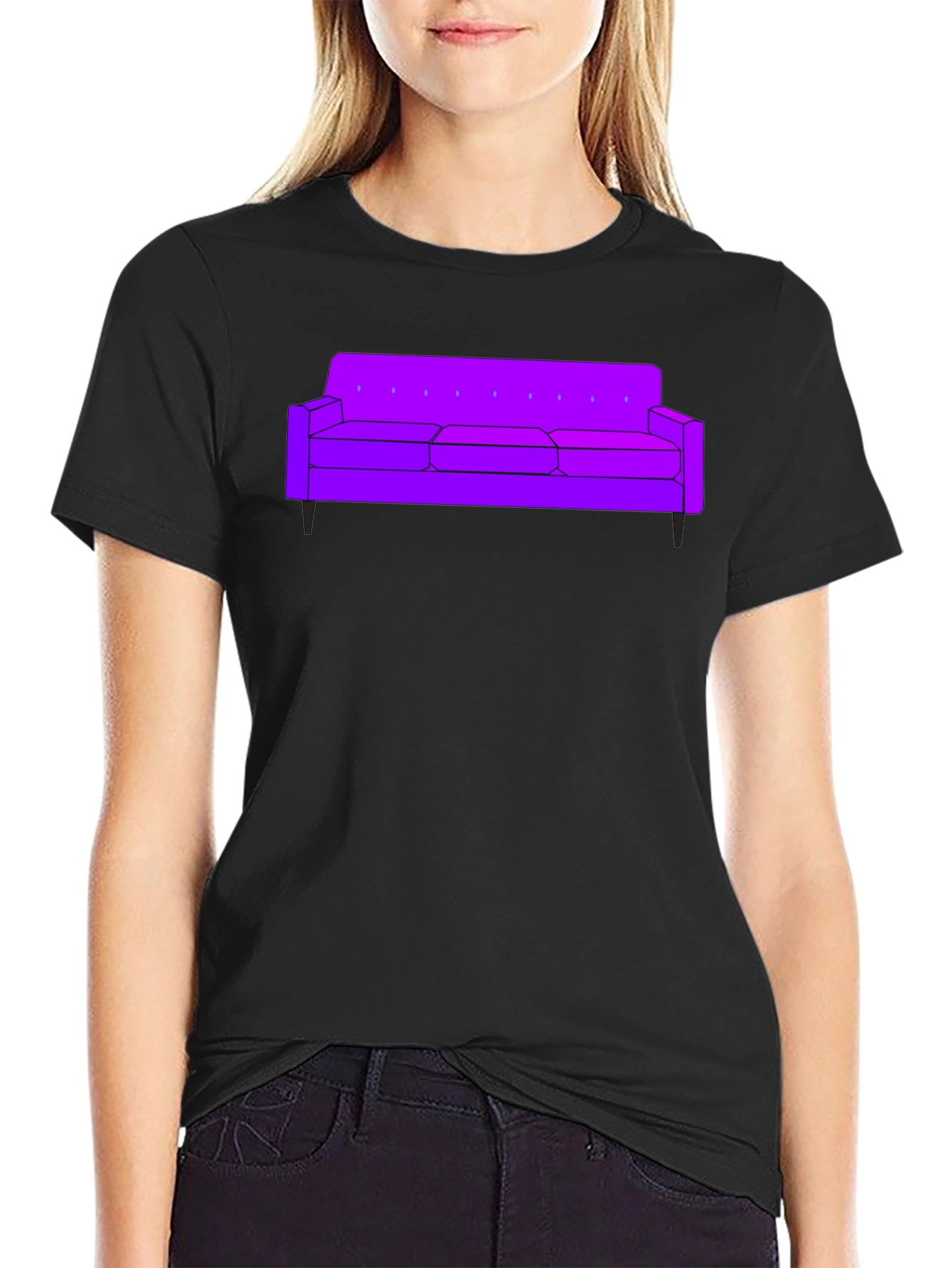 Purple Couch Graphic Tee - Modern Comfort