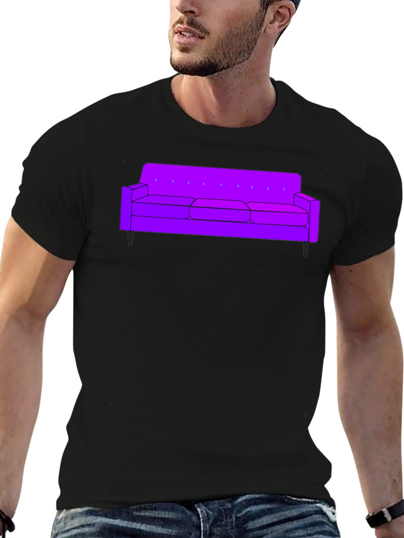 Purple Couch Graphic Tee - Modern Comfort