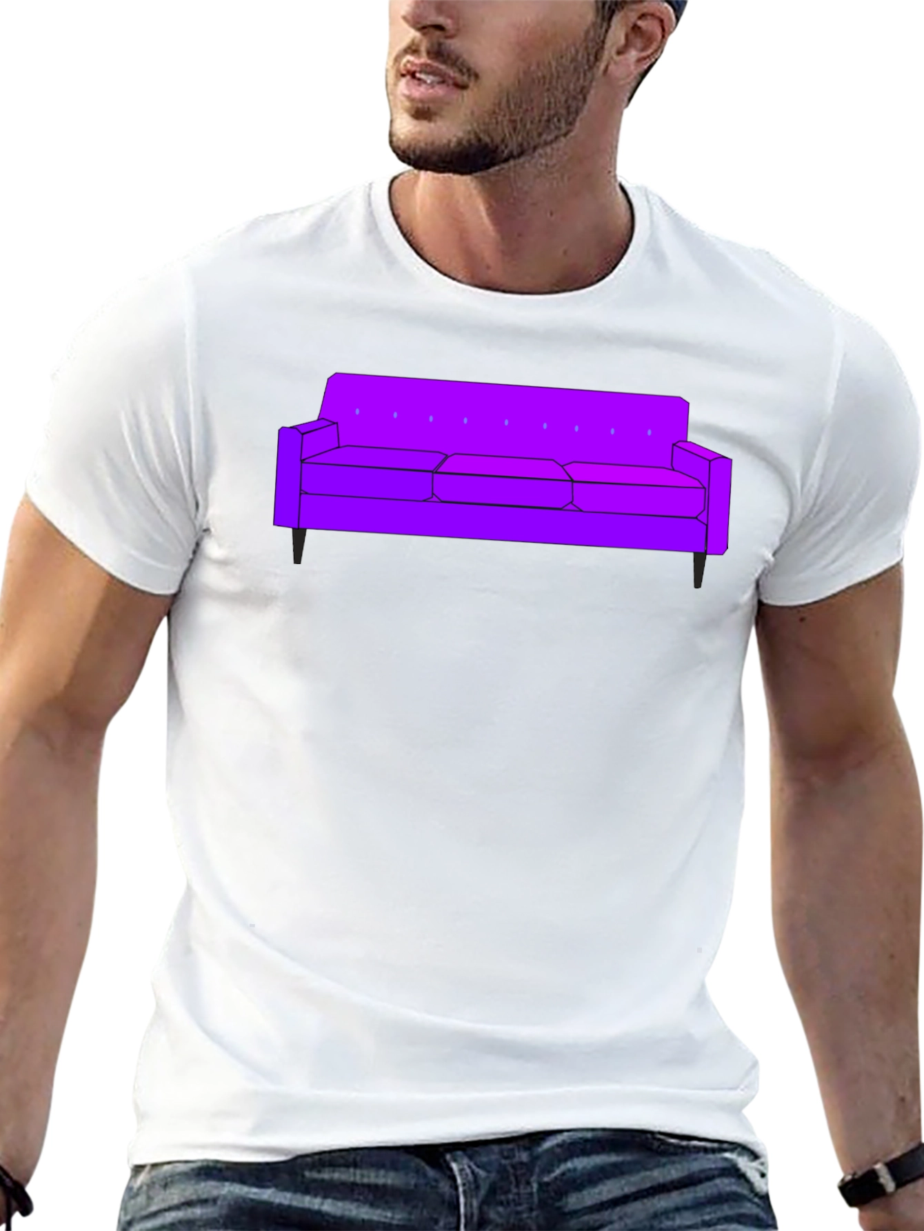 Purple Couch Graphic Tee - Modern Comfort