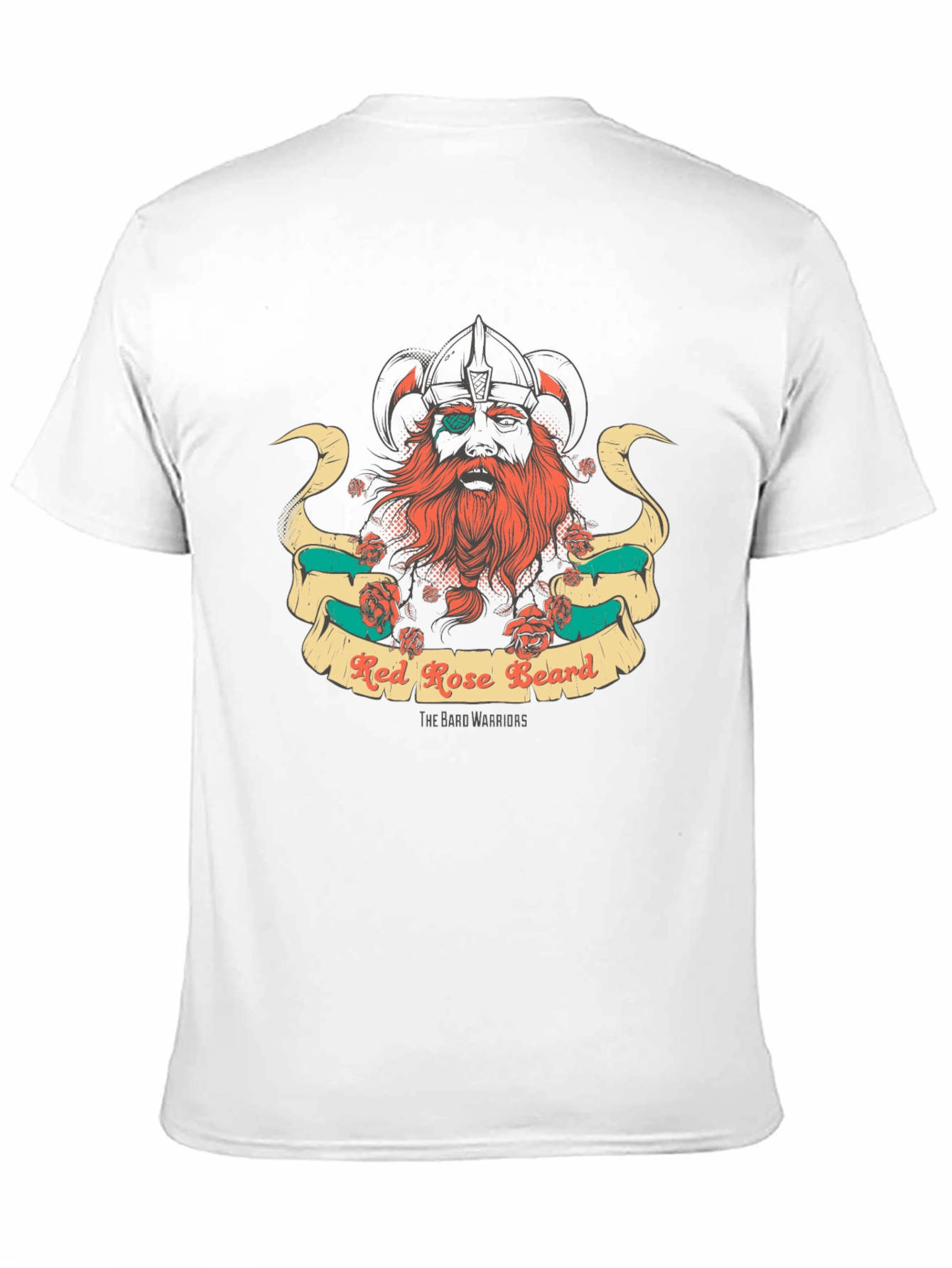 Red Rose Beard Warrior Black T-Shirt