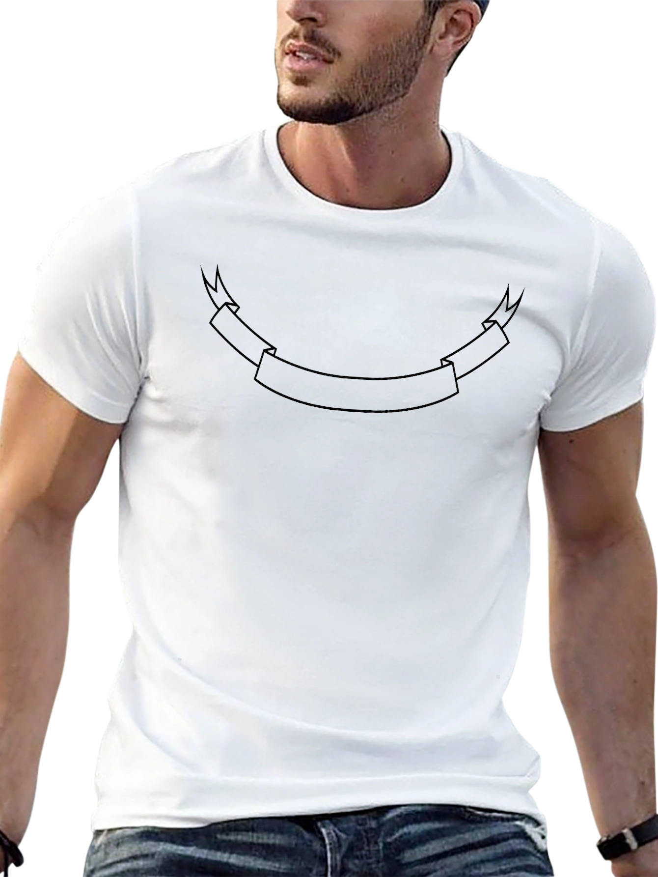 Mens Black Graphic T-Shirt with Customizable Banner