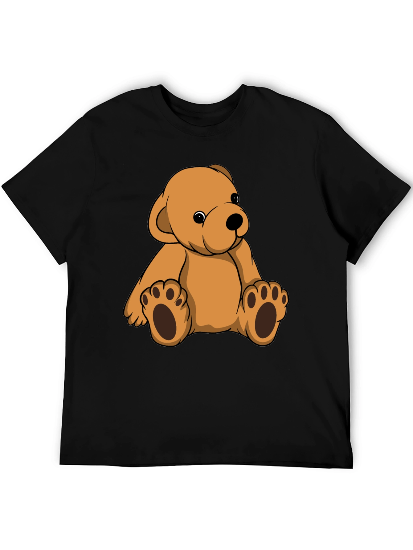 Cute Teddy Bear Graphic Print Black T-Shirt