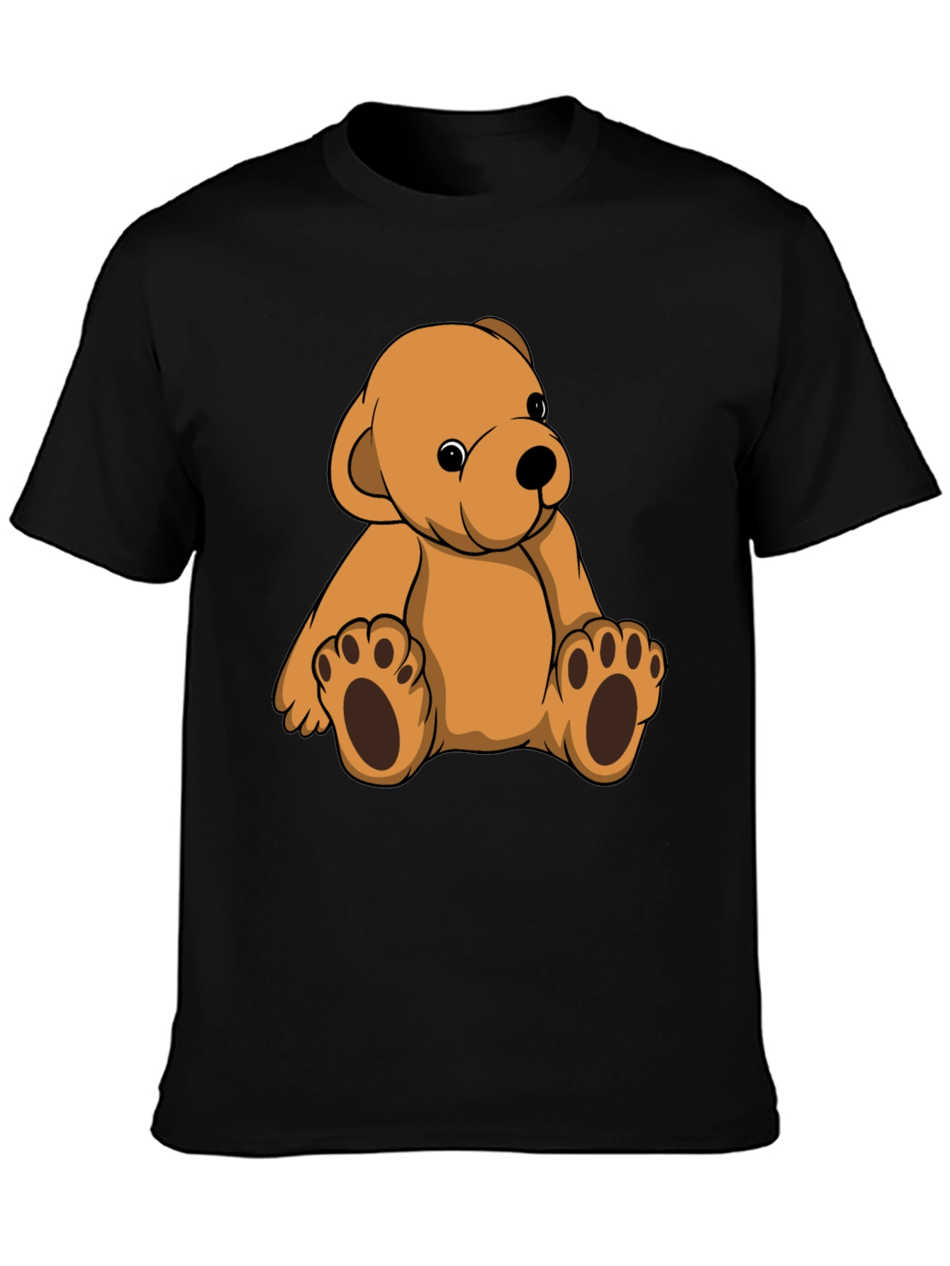 Cute Teddy Bear Graphic Print Black T-Shirt