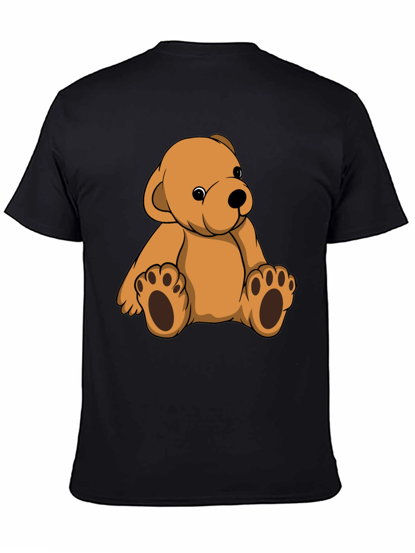 Cute Teddy Bear Graphic Print Black T-Shirt