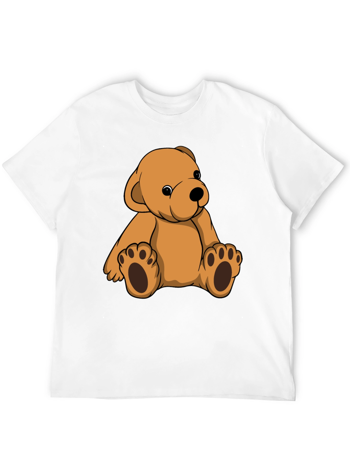 Cute Teddy Bear Graphic Print Black T-Shirt