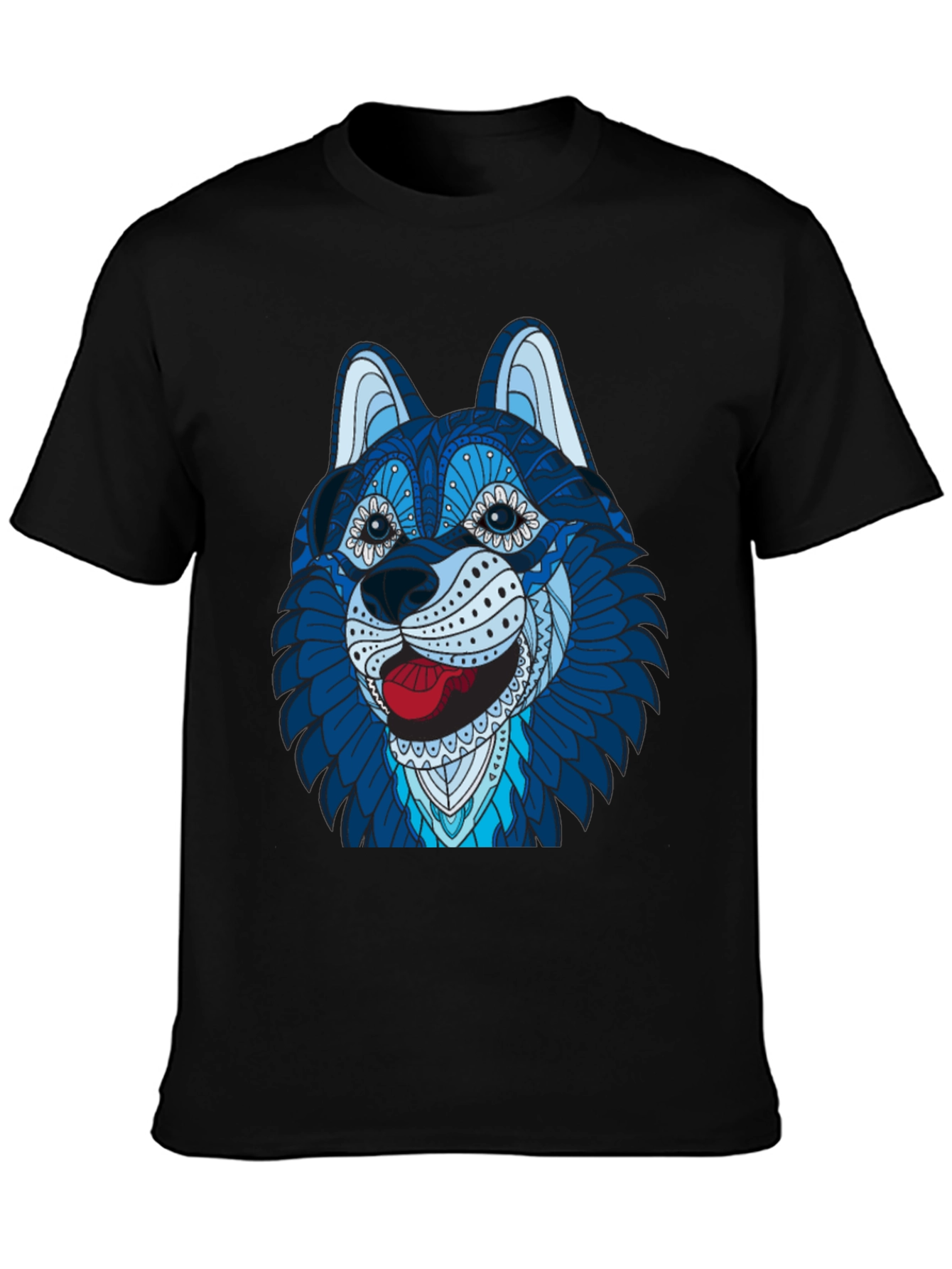 Husky Dog Graphic Tee - Mens Black T-Shirt