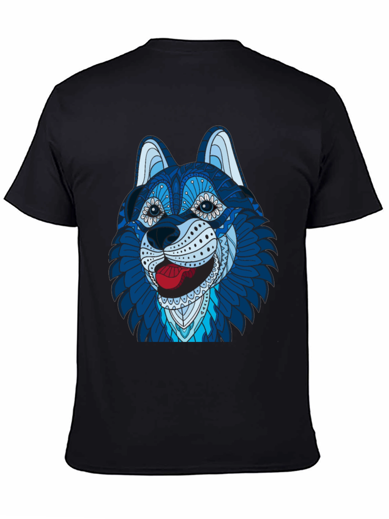 Husky Dog Graphic Tee - Mens Black T-Shirt