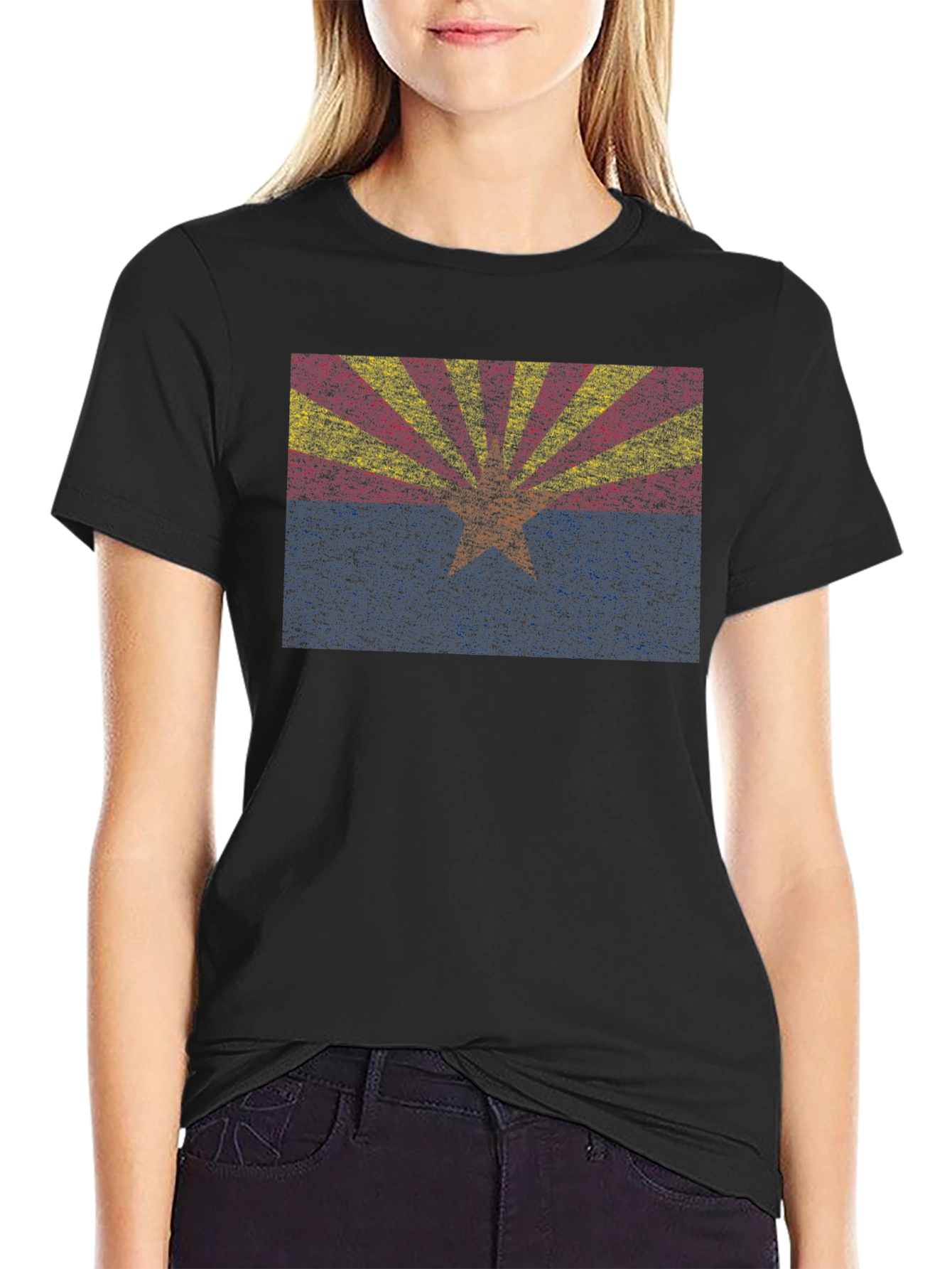 Arizona State Flag Graphic Tee - Black Crewneck