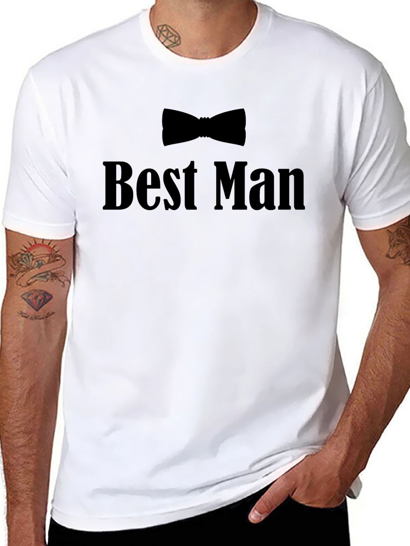 Best Man Bowtie Black Crew Neck T-Shirt