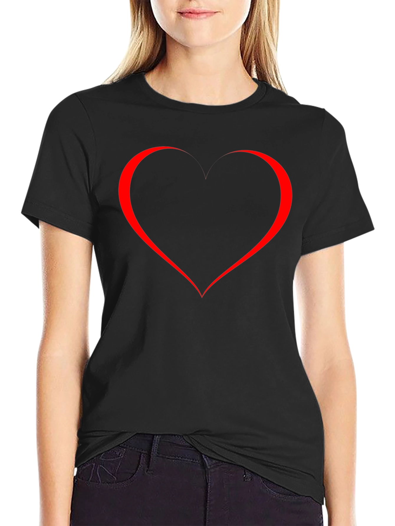 Heart Outline Graphic Tee - Soft Cotton Blend