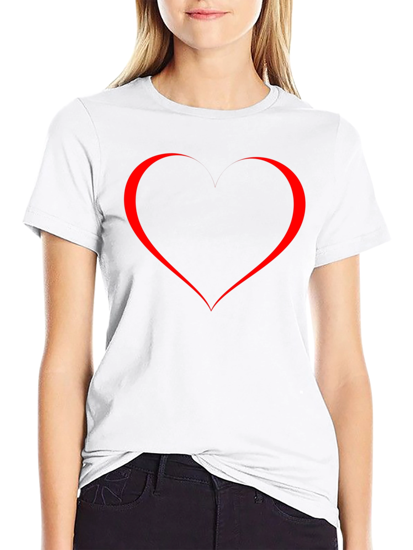 Heart Outline Graphic Tee - Soft Cotton Blend