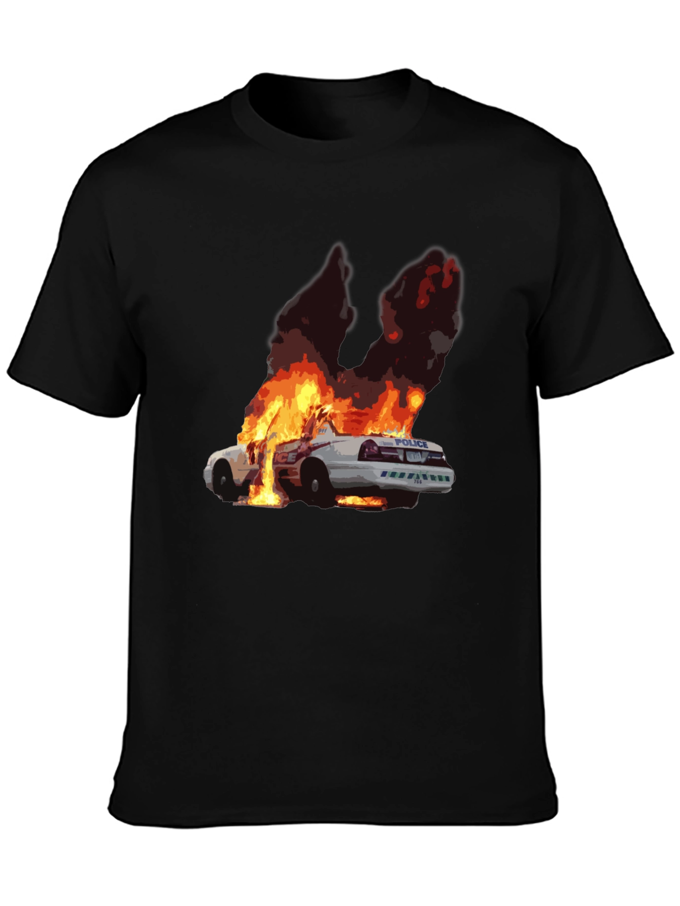 Burning Car Graphic Tee - Statement Style