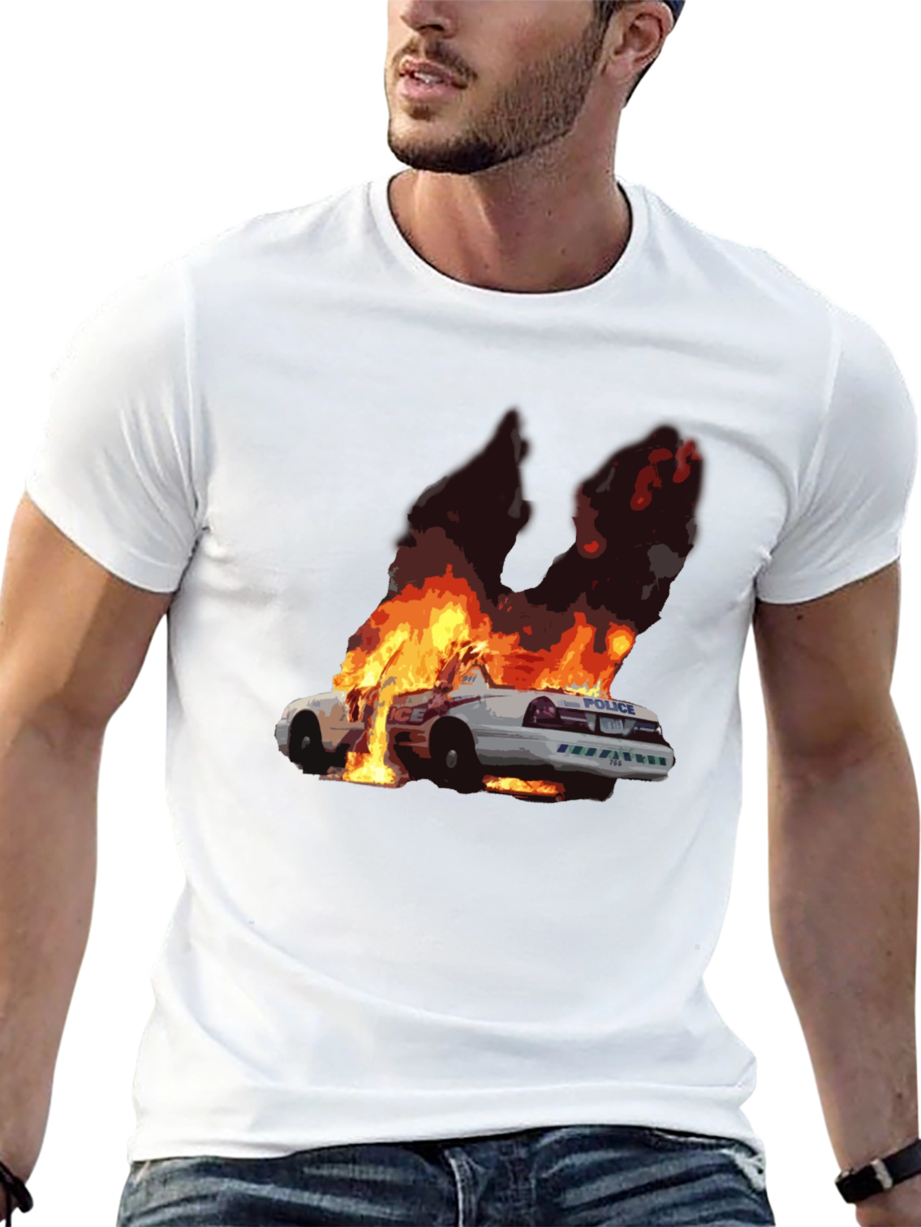 Burning Car Graphic Tee - Statement Style