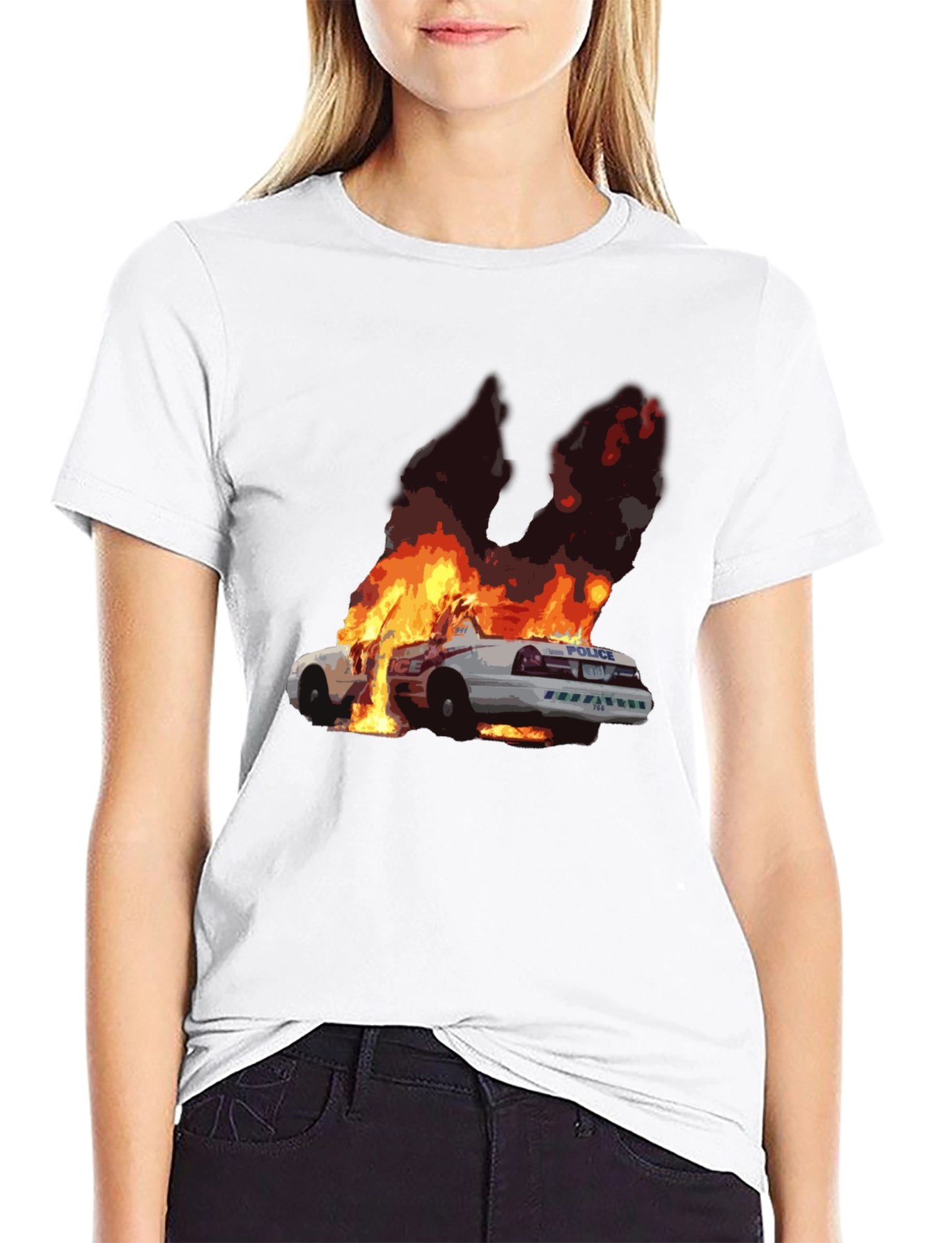 Burning Car Graphic Tee - Statement Style