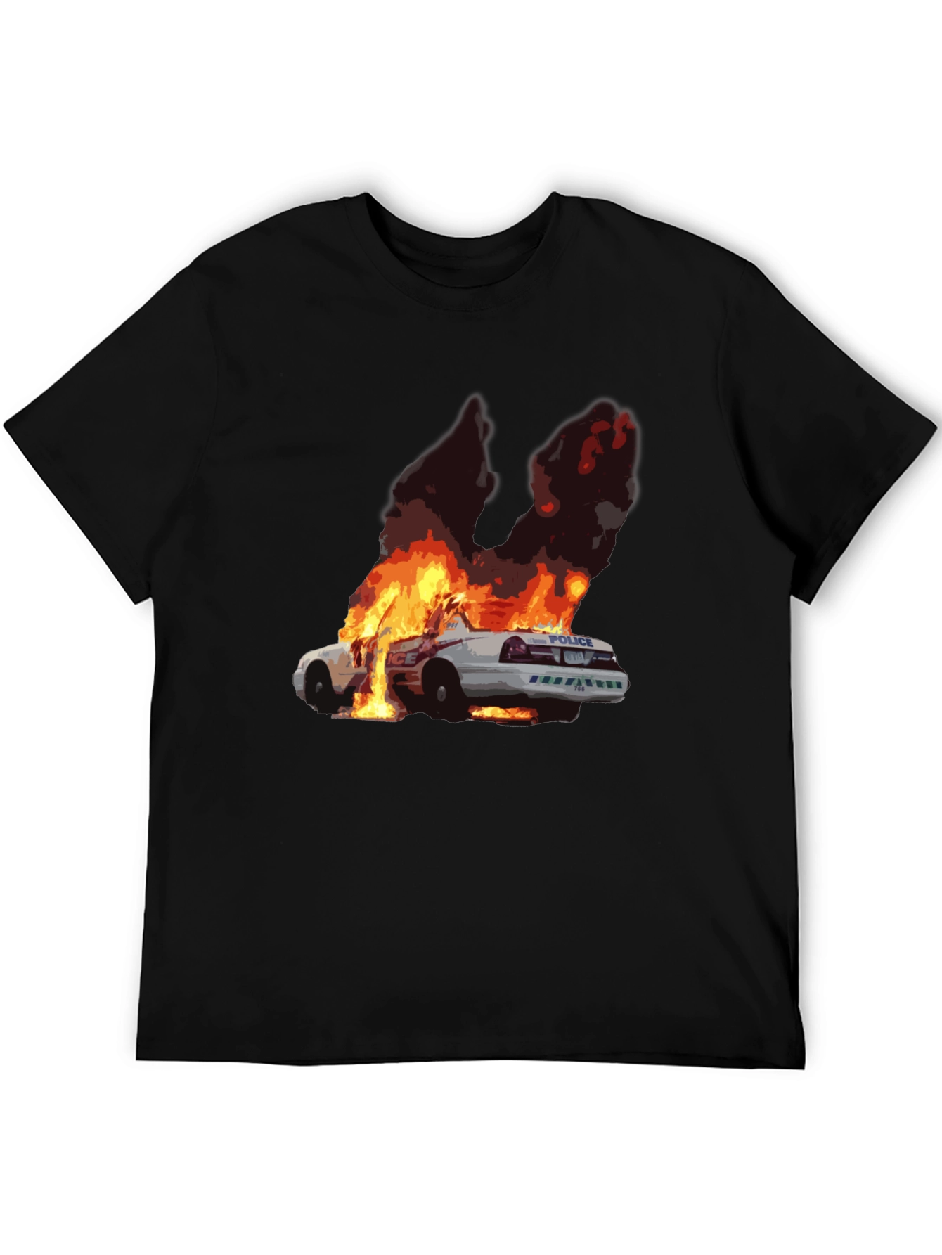 Burning Car Graphic Tee - Statement Style