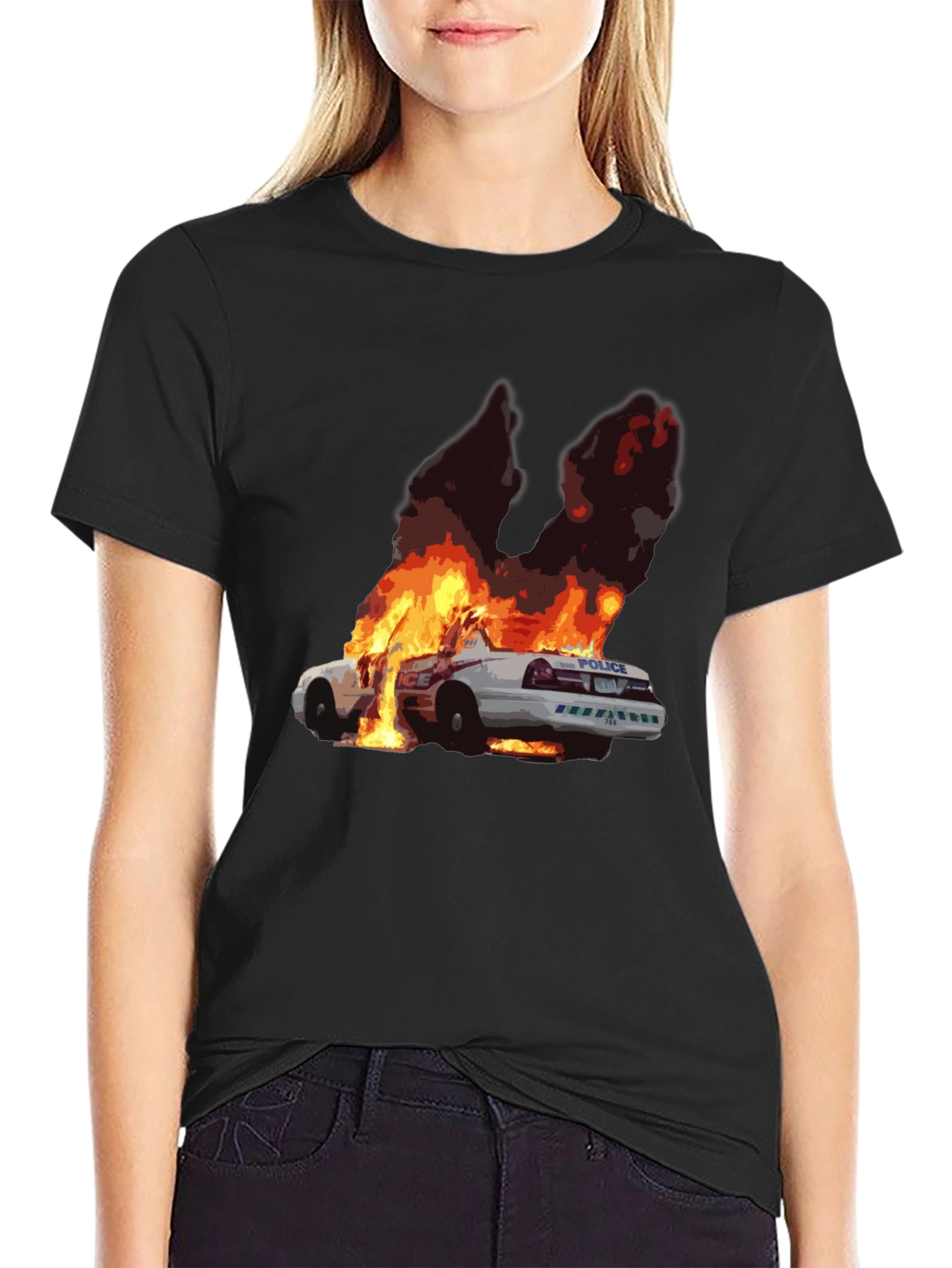 Burning Car Graphic Tee - Statement Style