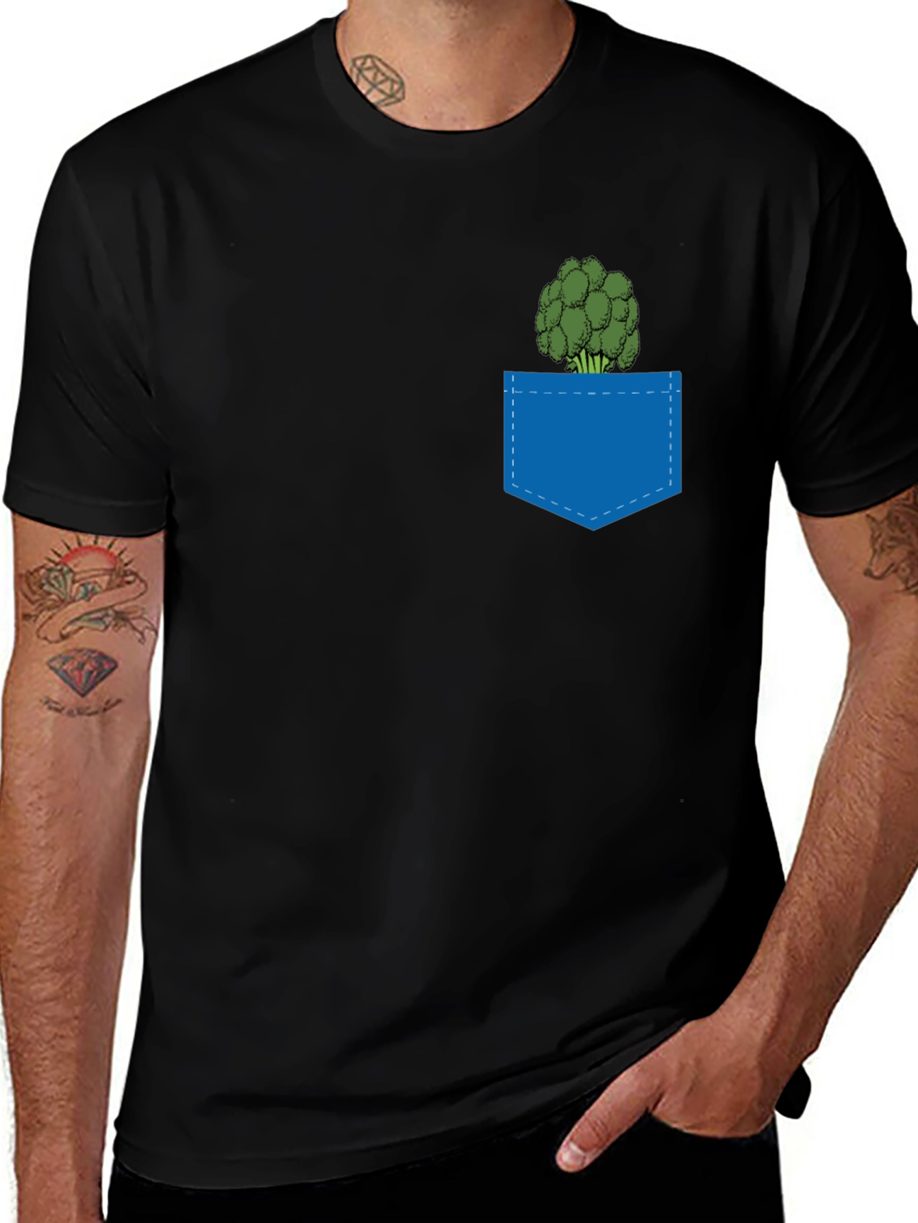 Broccoli Pocket T-Shirt - Quirky Graphic Tee