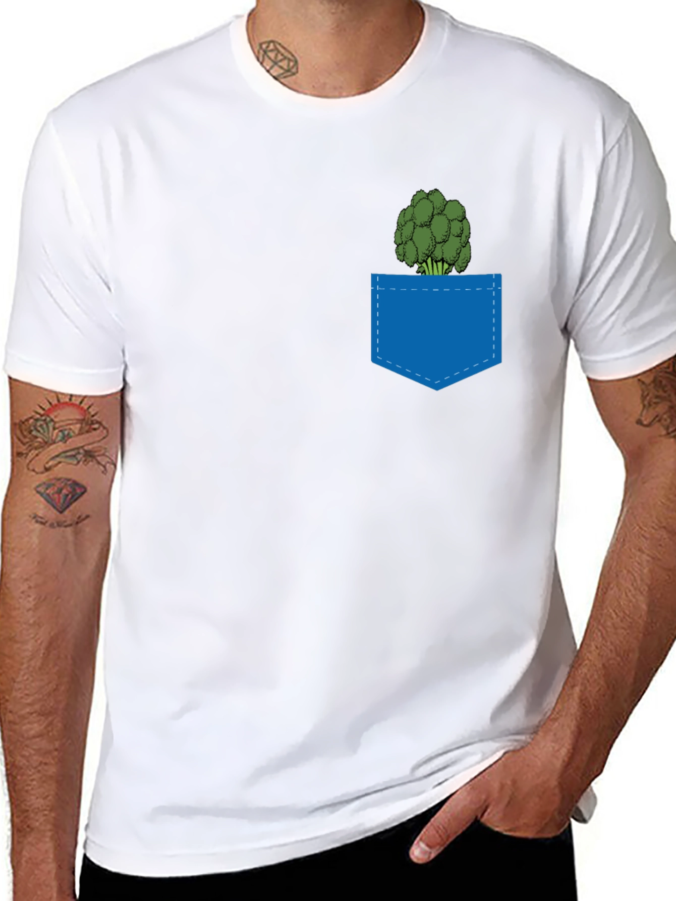 Broccoli Pocket T-Shirt - Quirky Graphic Tee
