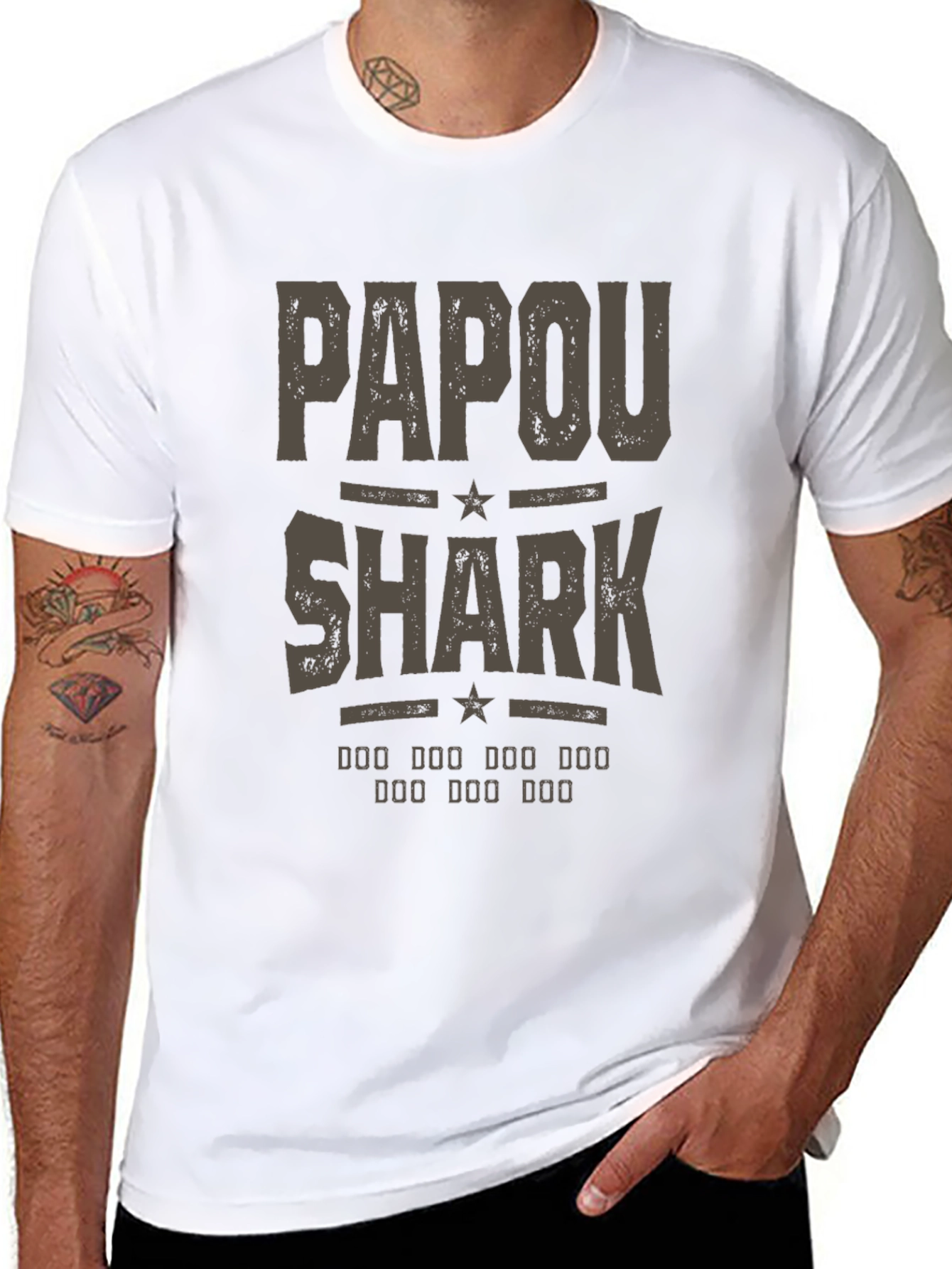 Papou Shark T-Shirt - Novelty Graphic Tee