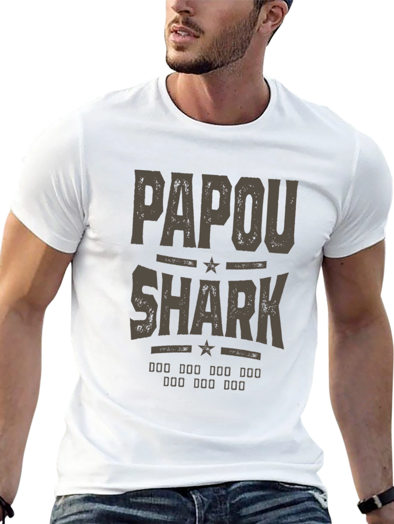 Papou Shark T-Shirt - Novelty Graphic Tee