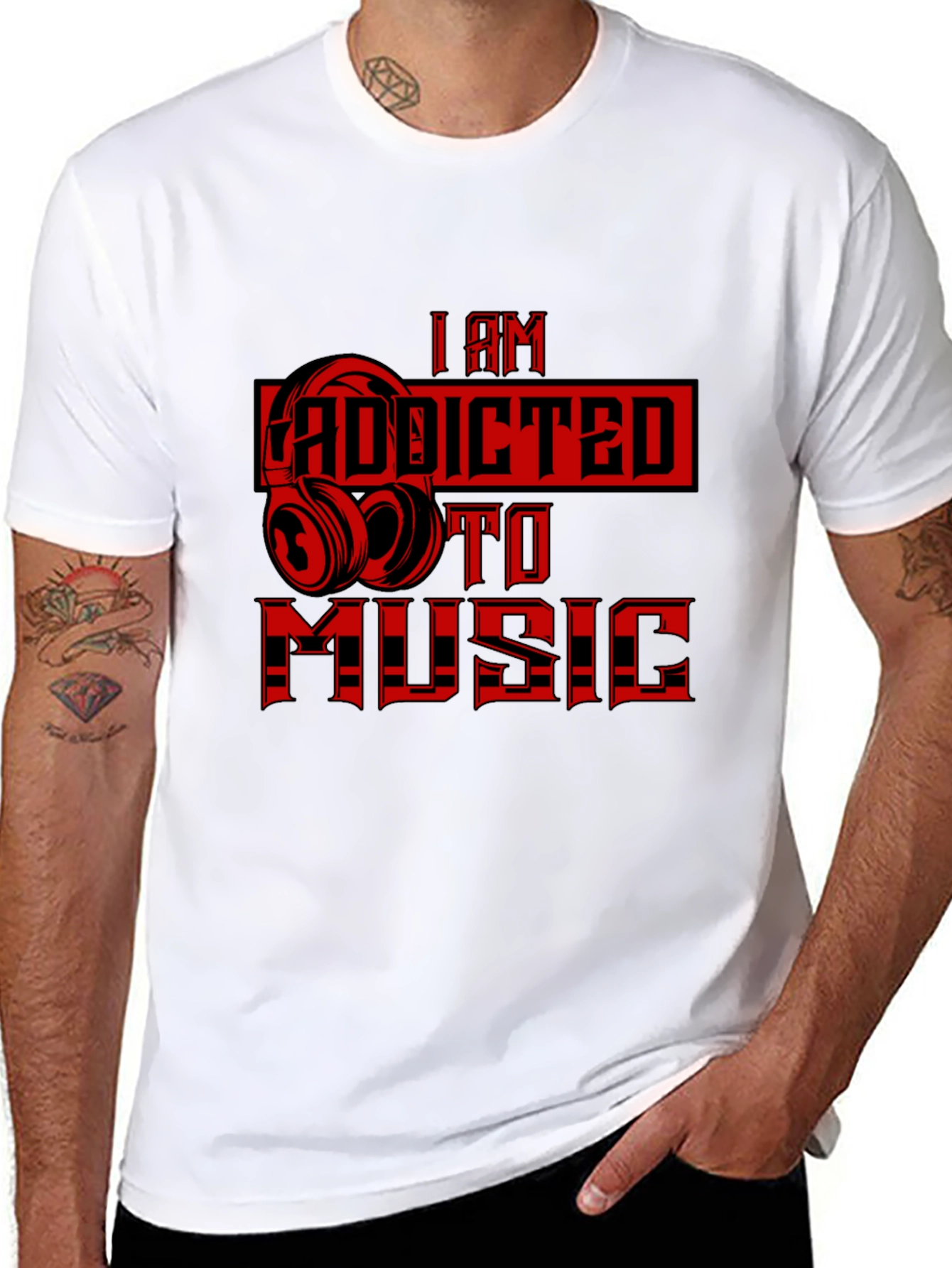 I Am Addicted to Music Graphic T-Shirt