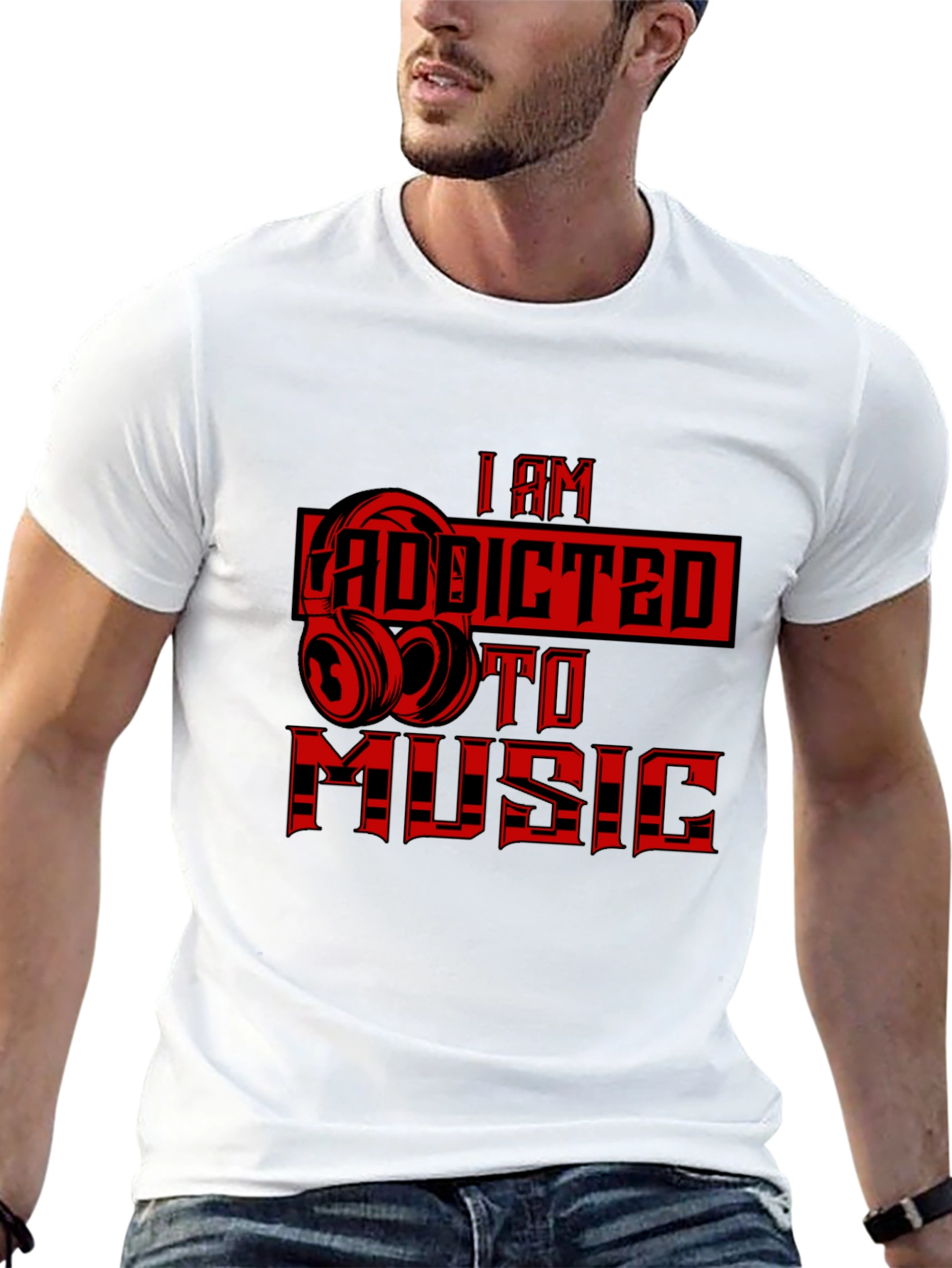 I Am Addicted to Music Graphic T-Shirt