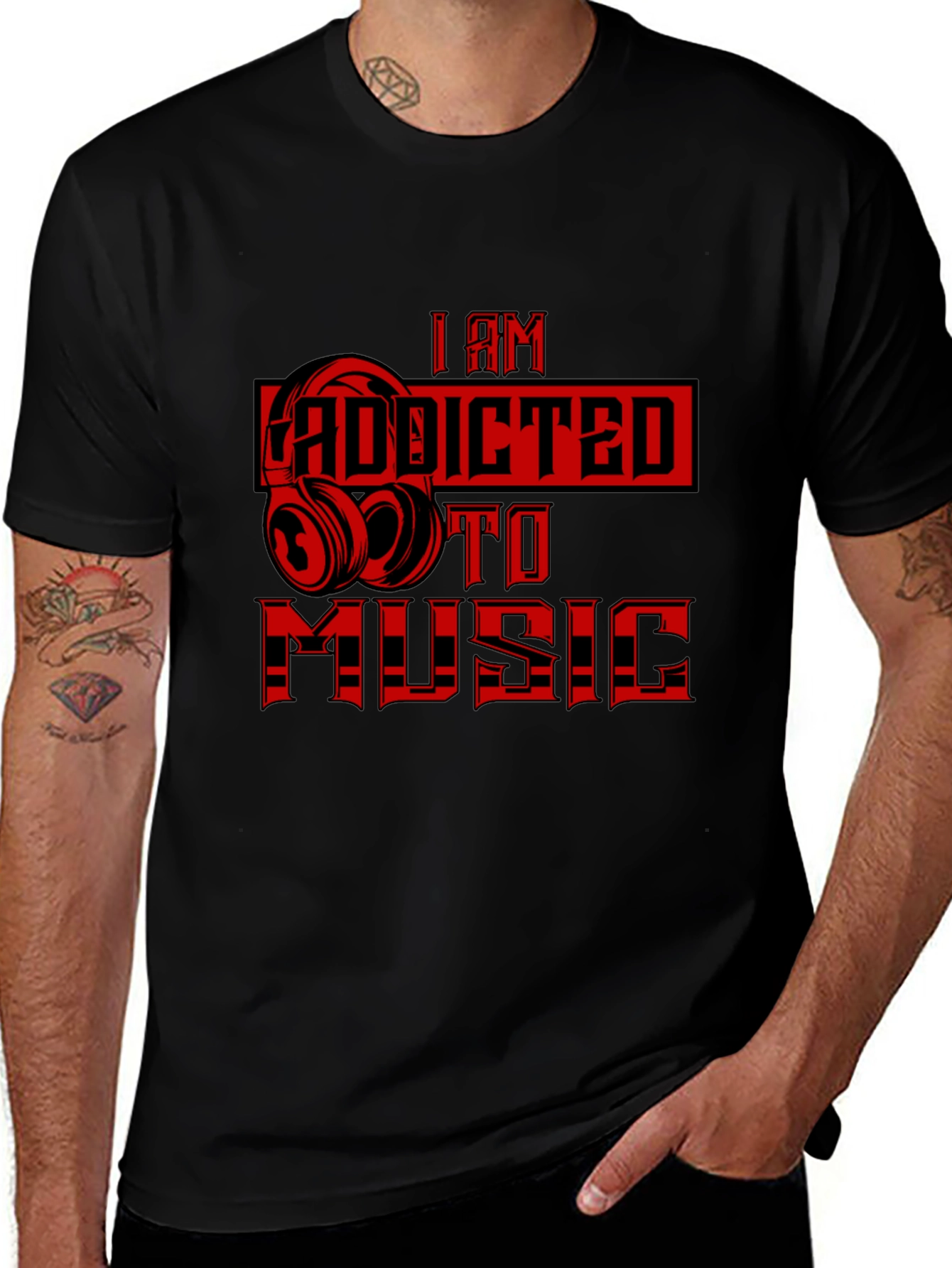 I Am Addicted to Music Graphic T-Shirt