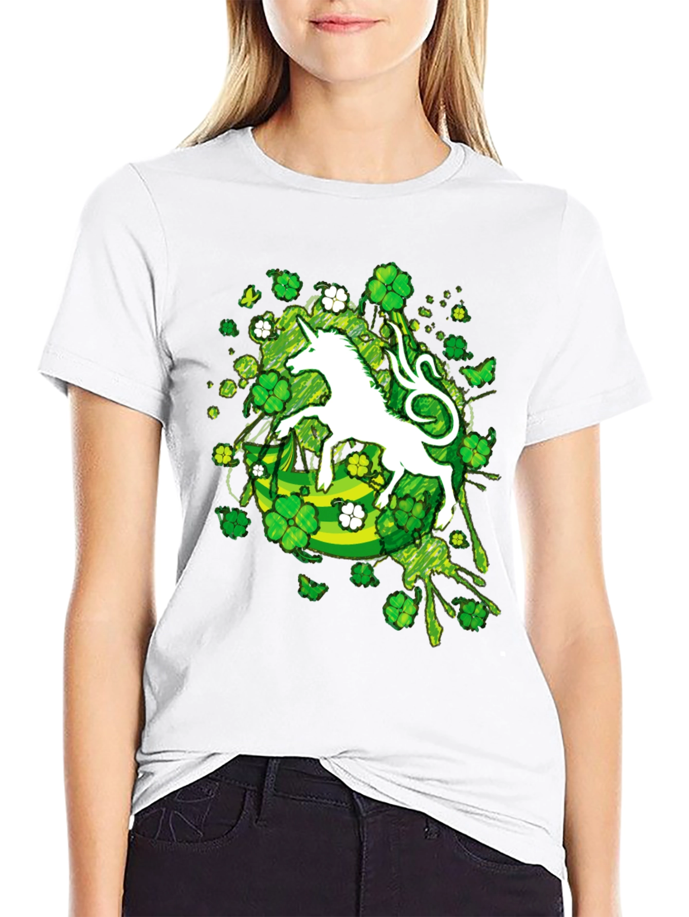 St. Patricks Day Unicorn Clover T-Shirt