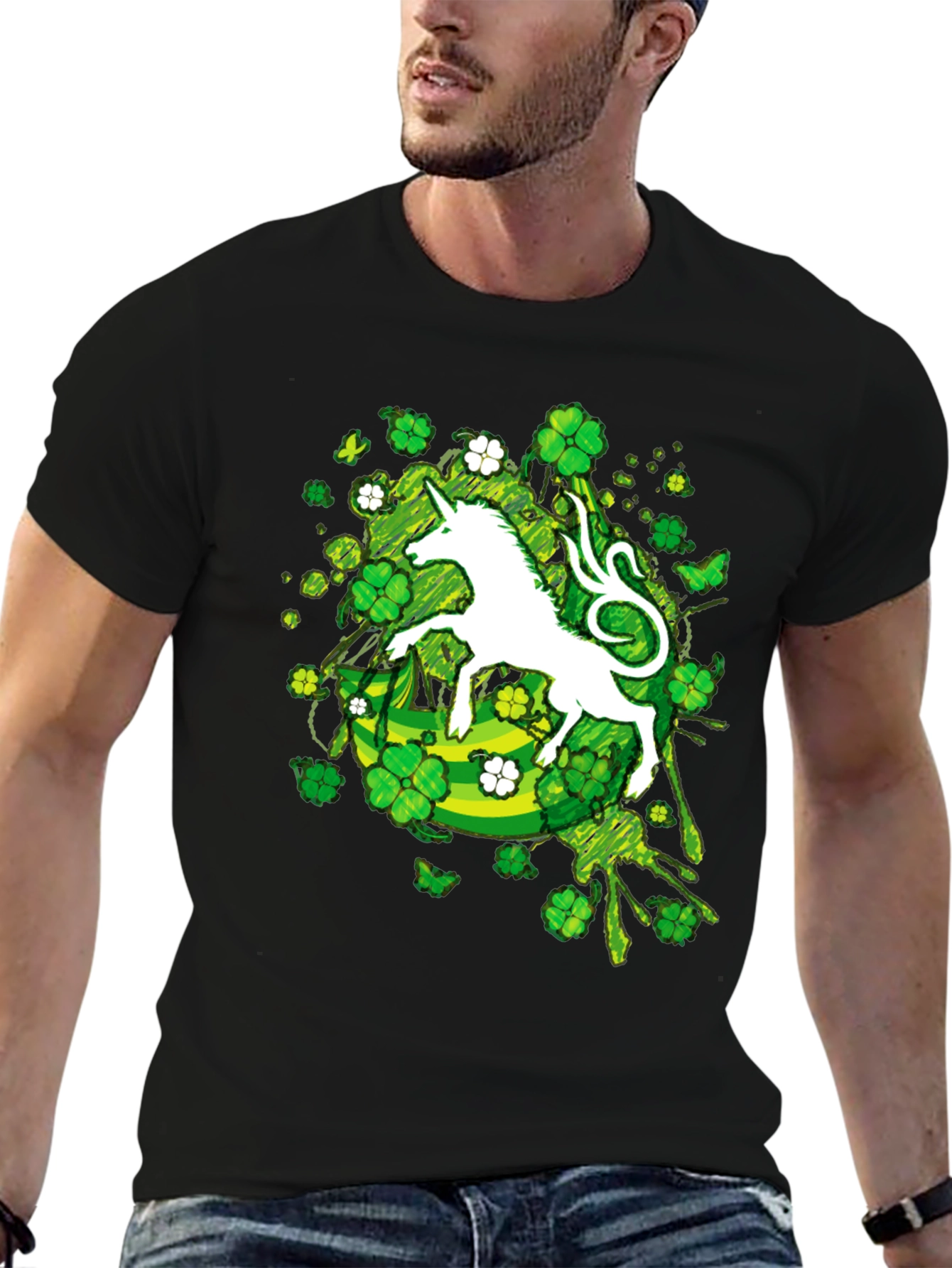 St. Patricks Day Unicorn Clover T-Shirt