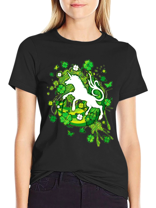 St. Patricks Day Unicorn Clover T-Shirt