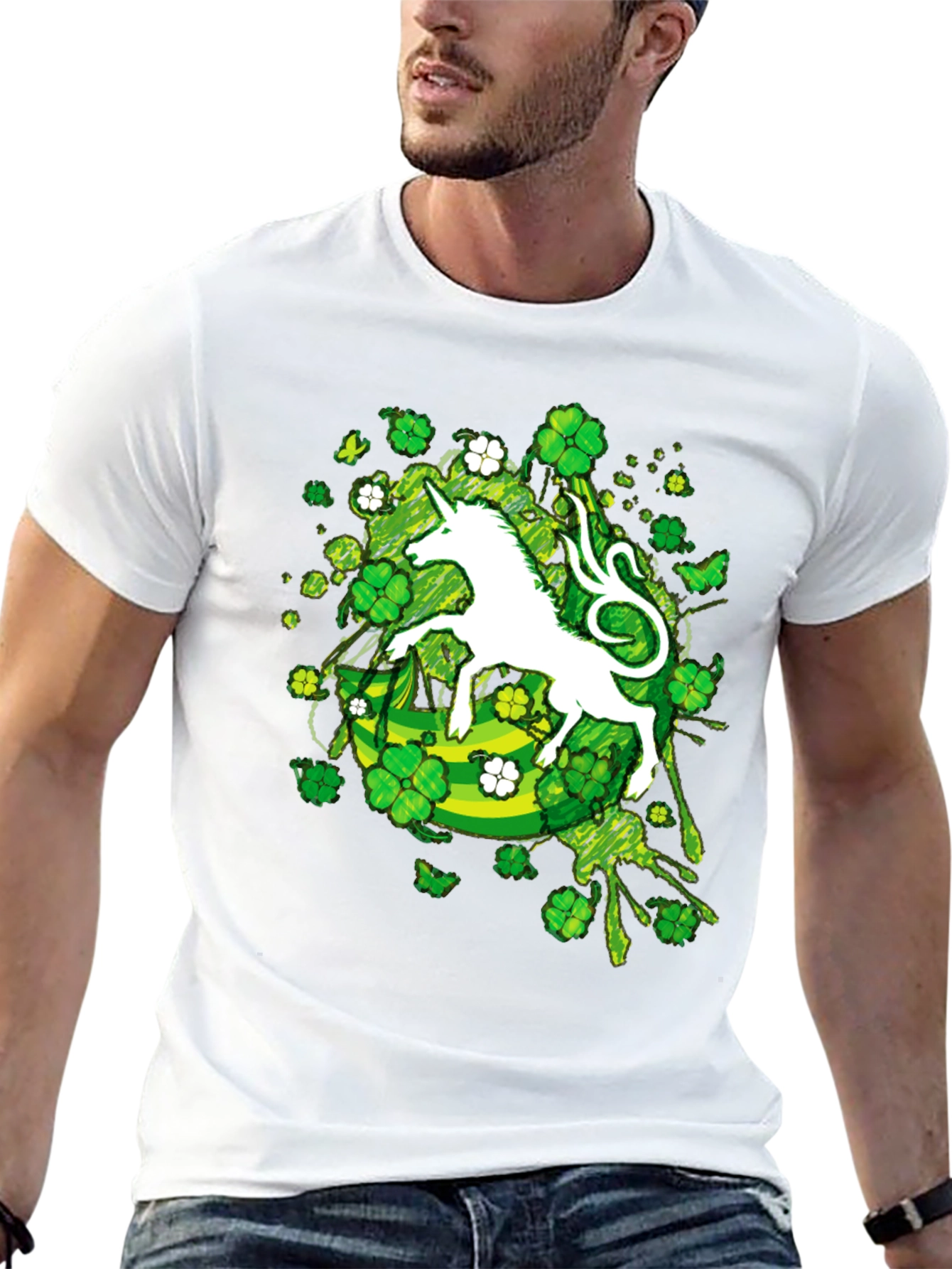 St. Patricks Day Unicorn Clover T-Shirt