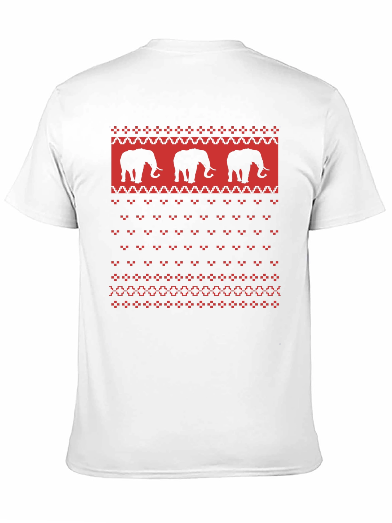 Elephant Sweater Pattern Black T-Shirt